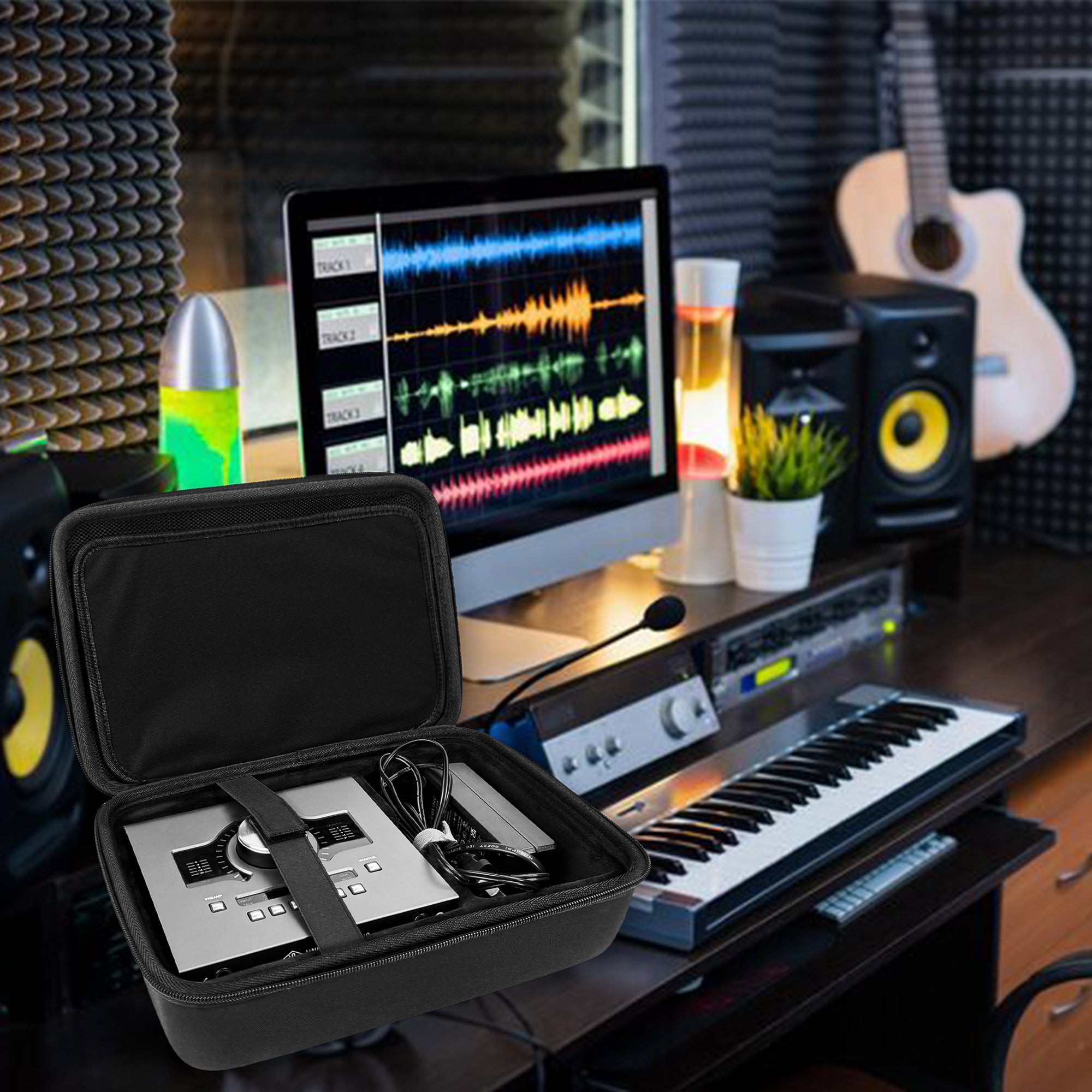 Musiin Audio Interface Carrying Case Compatible with Apollo Twin X DUO Gen 2/QUAD Gen 2, Equipped with Comfort Handle and Adjustable Shoulder Strap, Suitable for Traveling(Black)