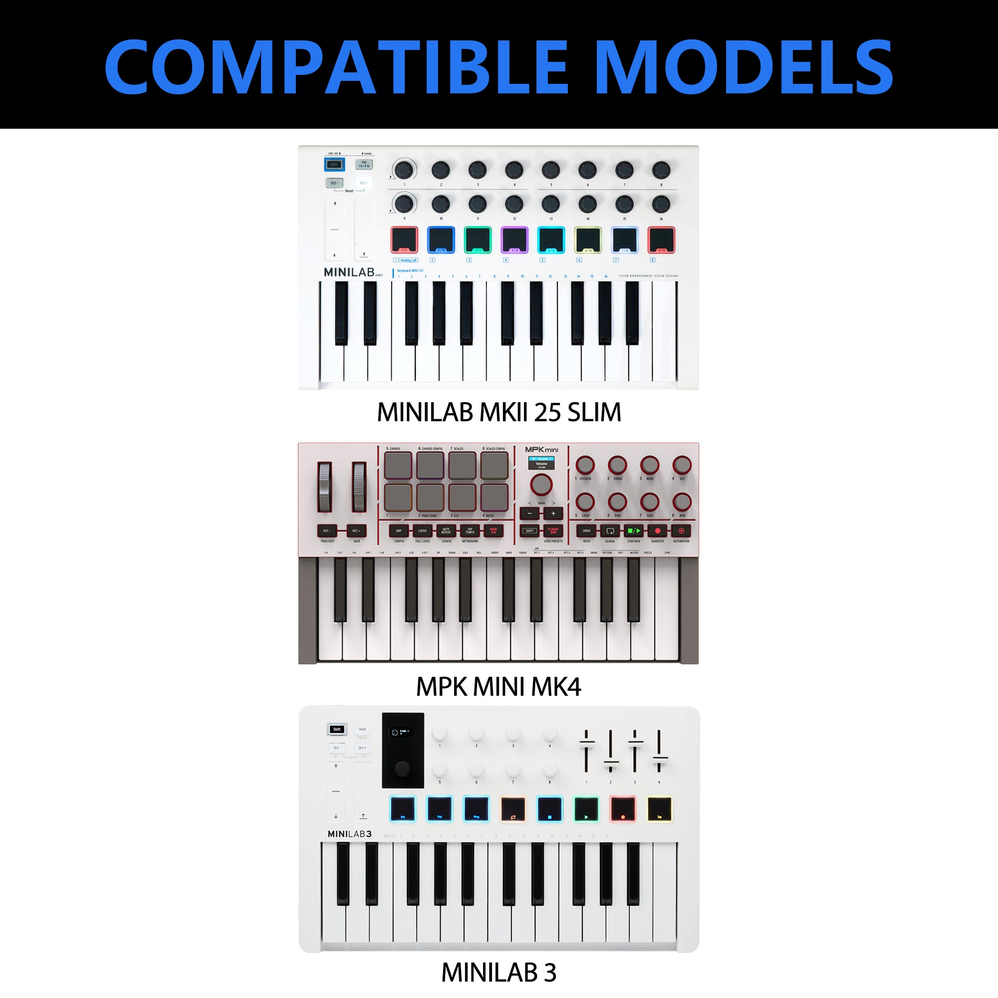 Musiin Premium Velvet Midi Keyboard Case Compatible with MPK Mini IV, Arturia MiniLab 3, MiniLab MkII 25 Slim, Keyboard cover Midi Controller Synthesizer case(Grey)