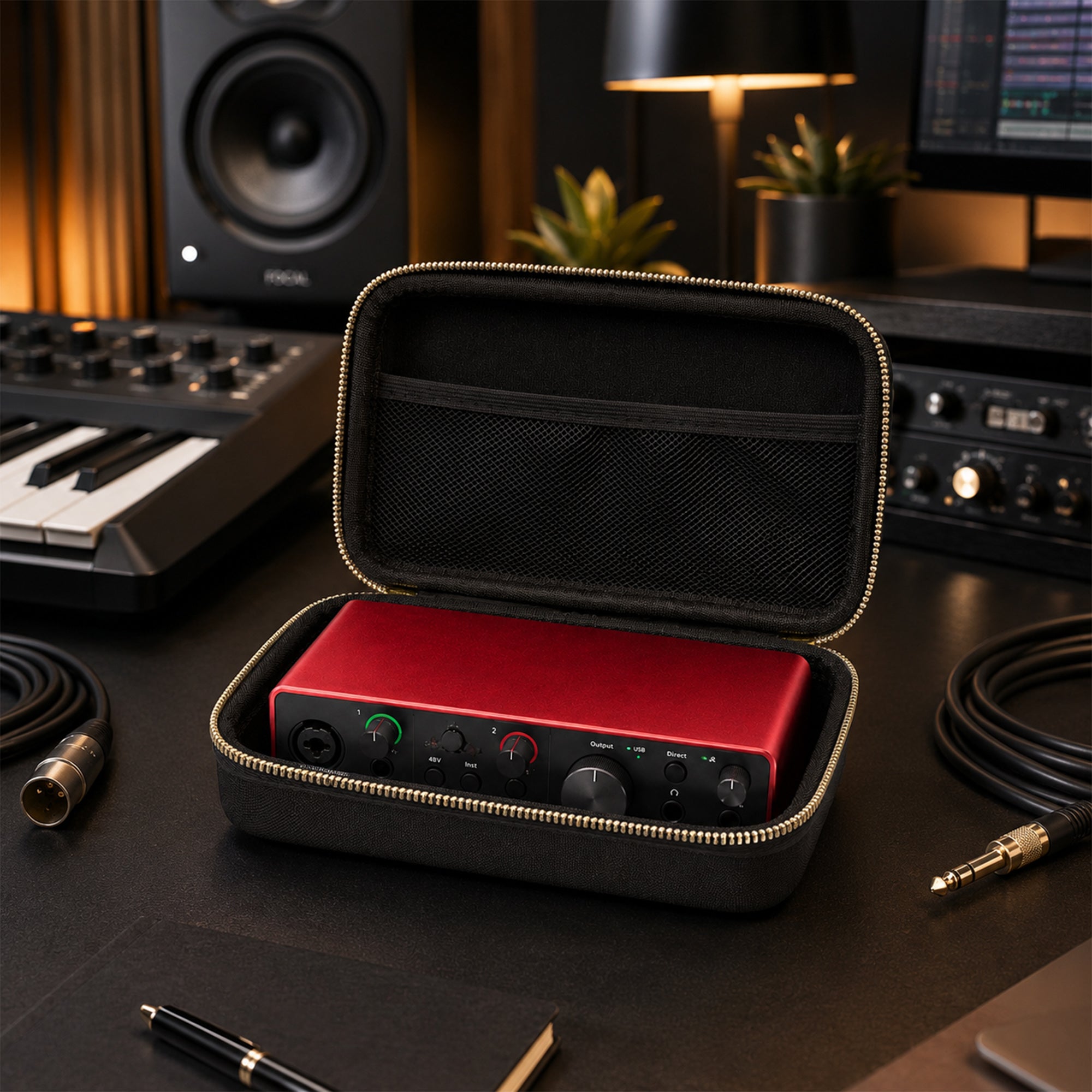 Musiin Custom Case Compatible With Focusrite 2i2 3rd Gen(Gold Tone Edition)