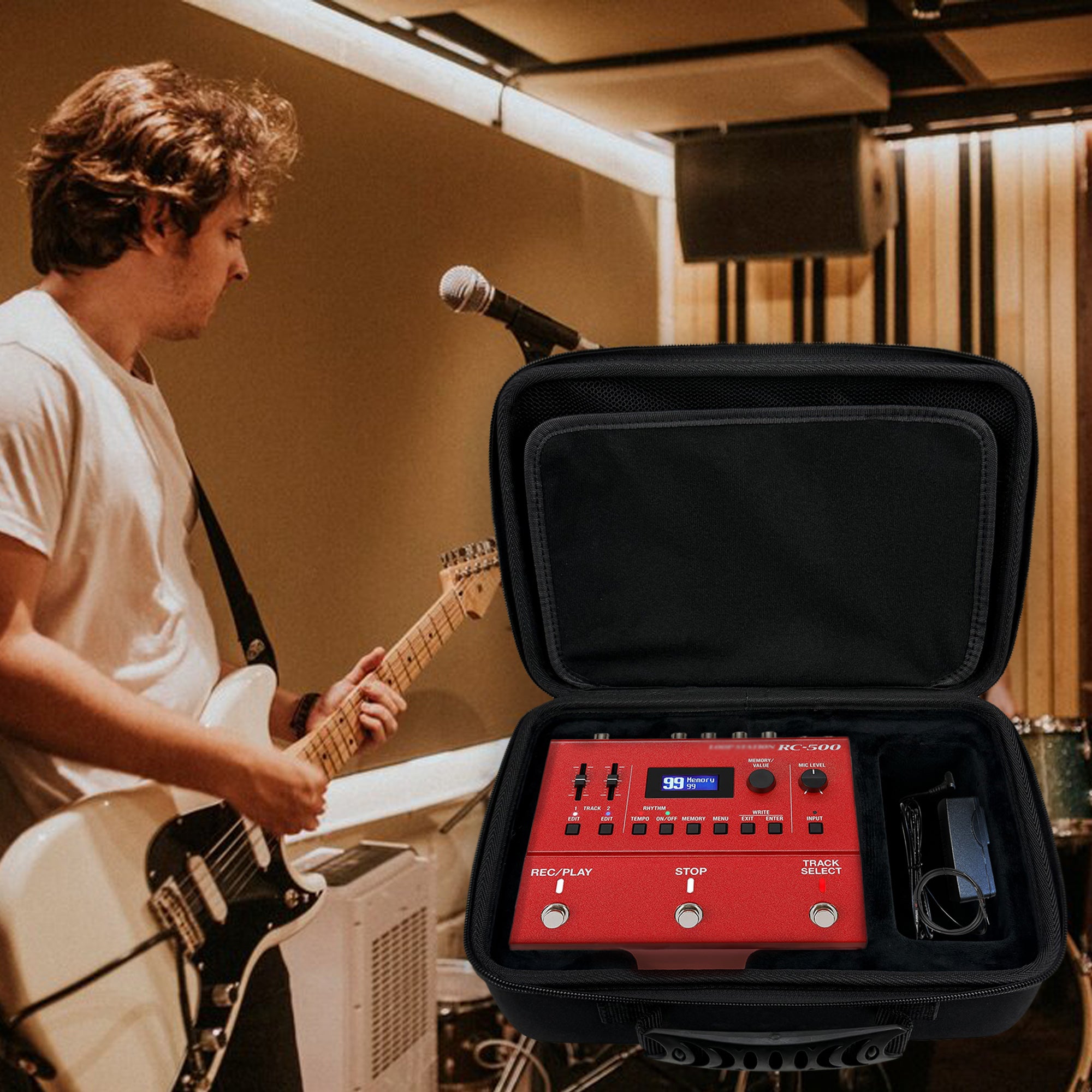 Musiin Vocal Performer Case Compatible with Boss VE-500 Vocal Effects RC-500 Loop Station storage,Comfort Handle and Adjustable Shoulder Strap for Performance, Practice and Portable Shockproof
