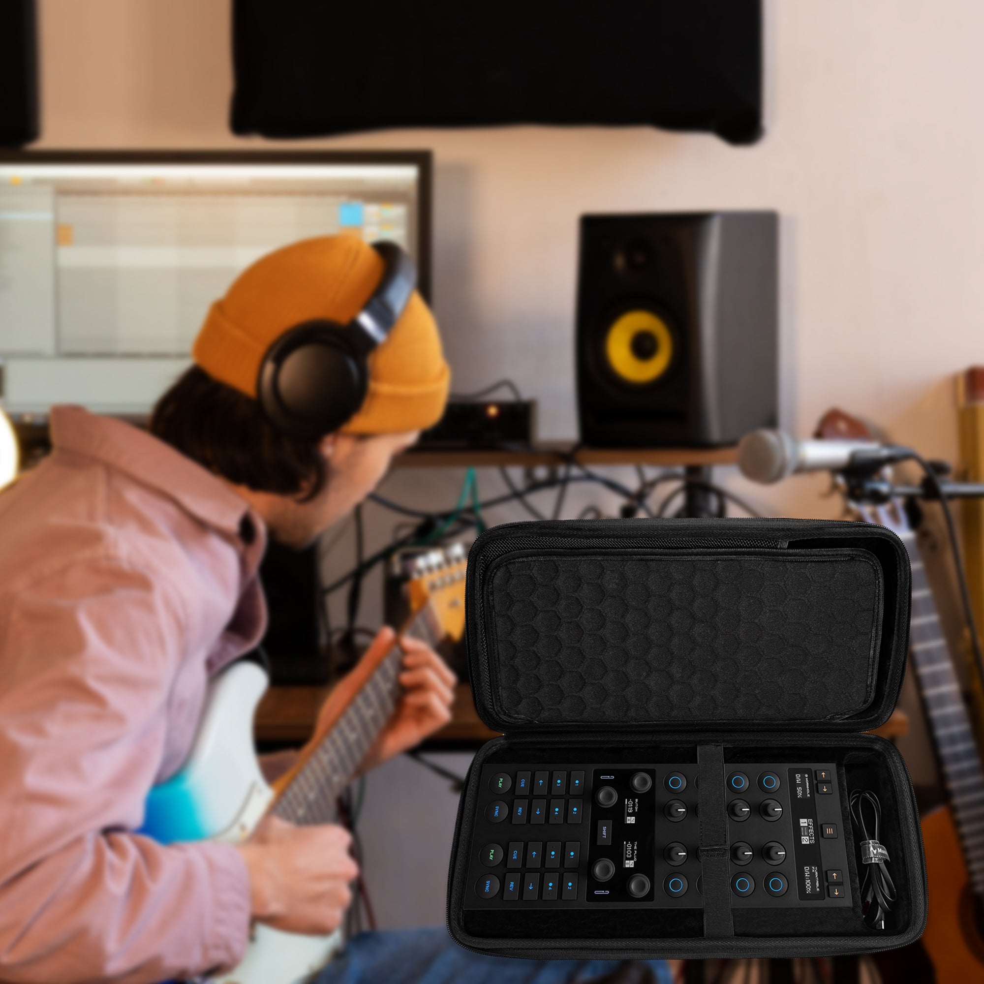 Musiin Premium DJ Controller Case Compatible with NI TRAKTOR Z1 MK3,F1,X1 Smooth Double Zippers, Soft Mesh Pocket, Hard Shell Carrying Case with Strap Ideal for Studio Storage and Outdoor Performance