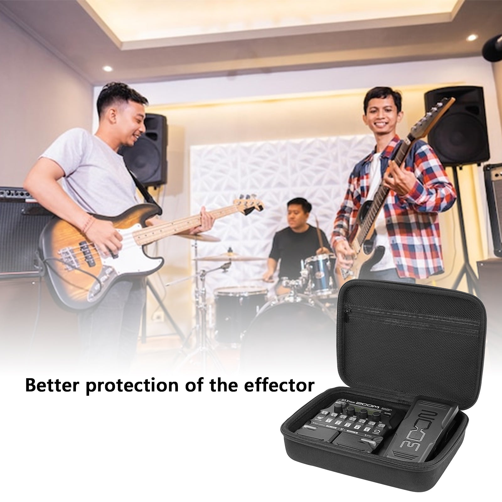 Musiin Premium velvet Hard Case Compatible with Softube Flow Studio, Zoom G1X Four case B1X A1X Guitar Bass Multi-Effects Processor Pedal cover(Black)