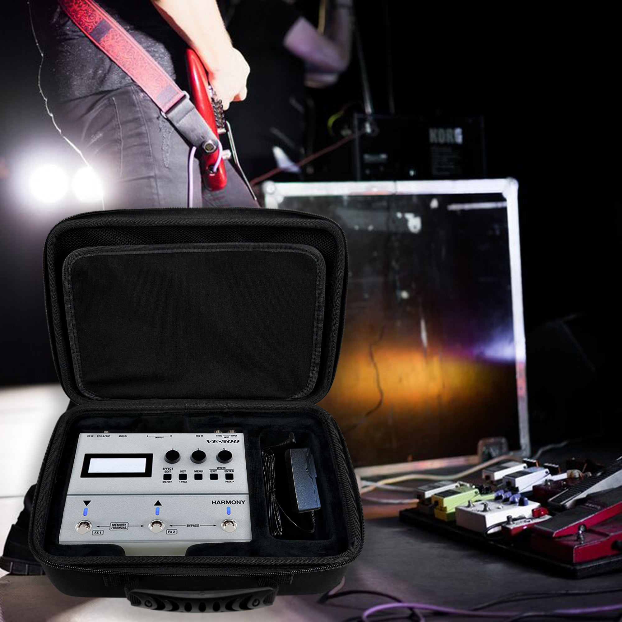 Musiin Guitar Effects Pedal Case Compatible with IK Multimedia TONEX Pedal X-VIBE, X-DRIVE, X-SPACE, X-TIME, Suitable for Performance, Practice and Travel Portable Shockproof Storage with strap