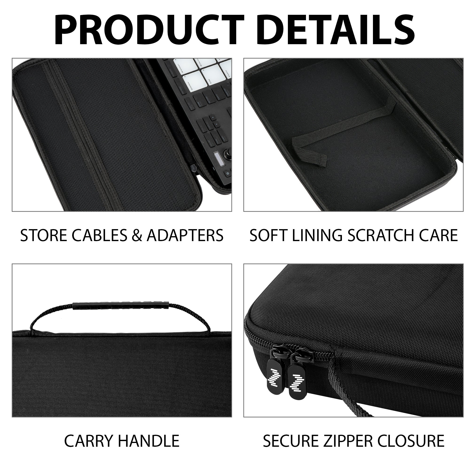 Musiin Premium Velvet Hardshell Travel Case Compatible with Native Instruments Maschine Mikro MK3 case Drum Controller Analog Device cover