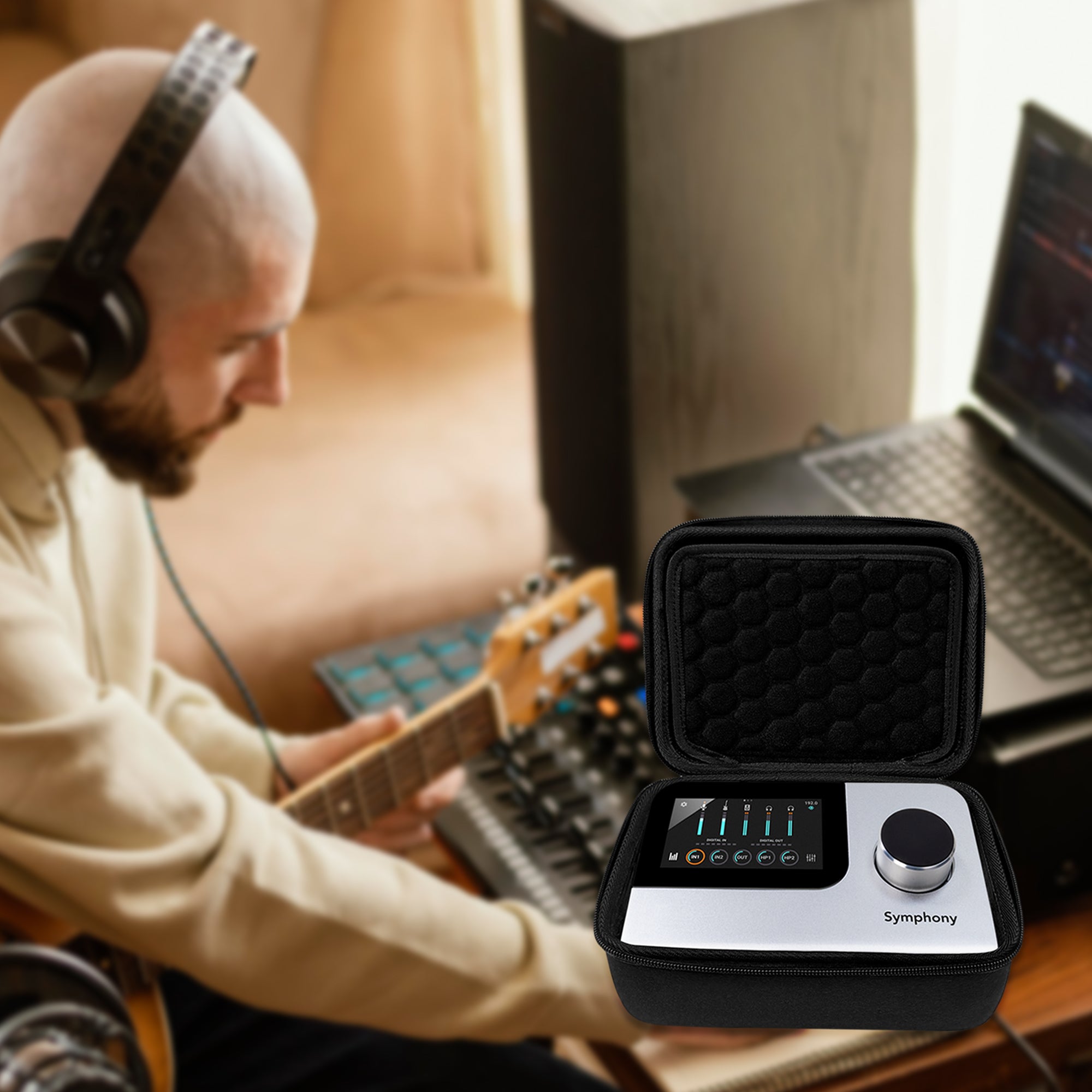 Musiin Custom Audio Interface Case Compatible with Apogee Symphony Desktop, EVA Hard Shell with Dual Zippers, Mesh Pocket & Handle, Protective Storage for Studio Recording, Live Show & Travel Bag