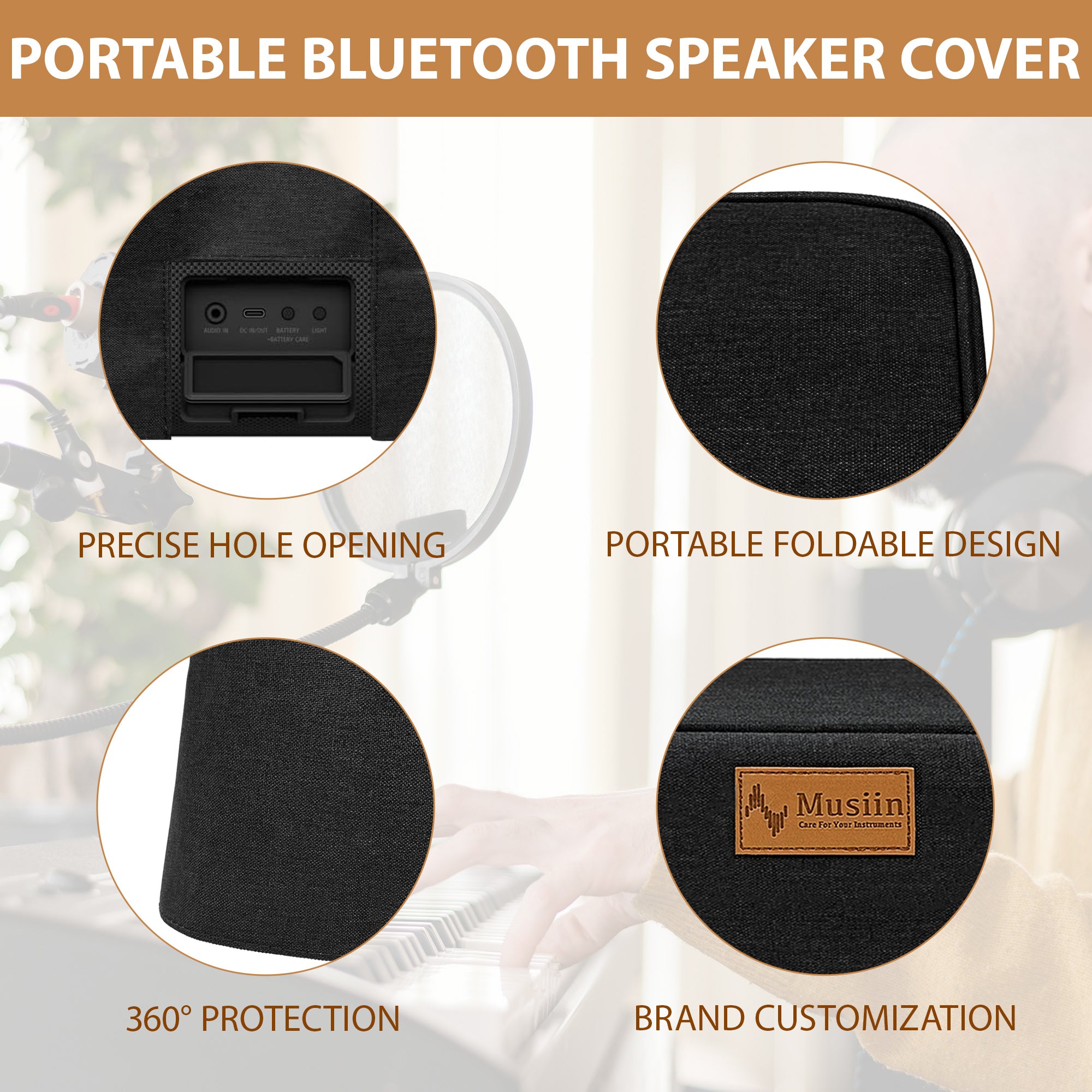Musiin Premium Portable Bluetooth Speaker Cover Compatible with Sony ULT FIELD 5, Splash-Proof Material, Portable and Foldable, Fit Design for Home Studio and Outdoor Use.