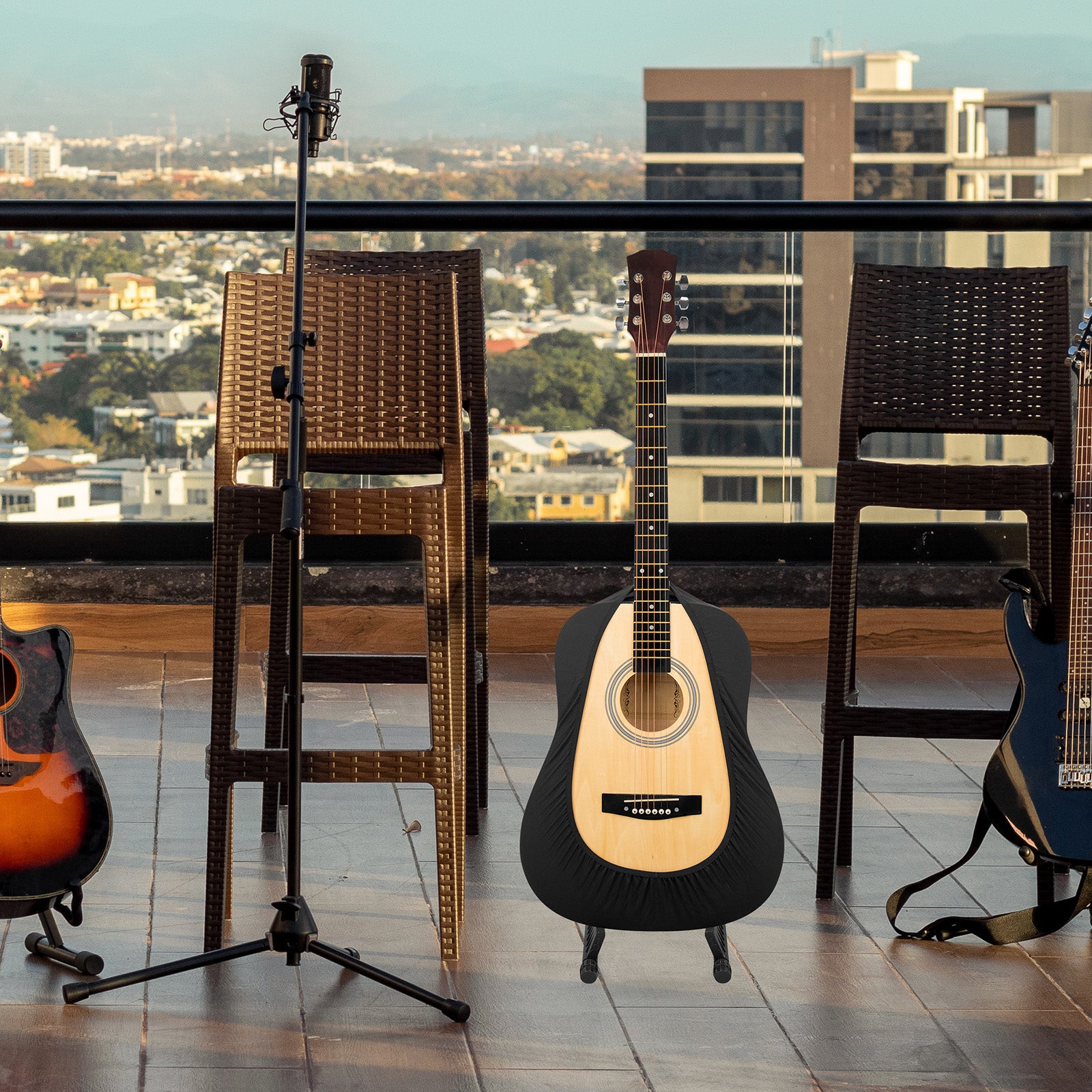 Musiin Premium Guitar Cover for Acoustic and Bass Guitars- Tailored Protection compatible with Fender Gibson Martin Taylor Donner Acoustic Bass Guitars(AG-L)