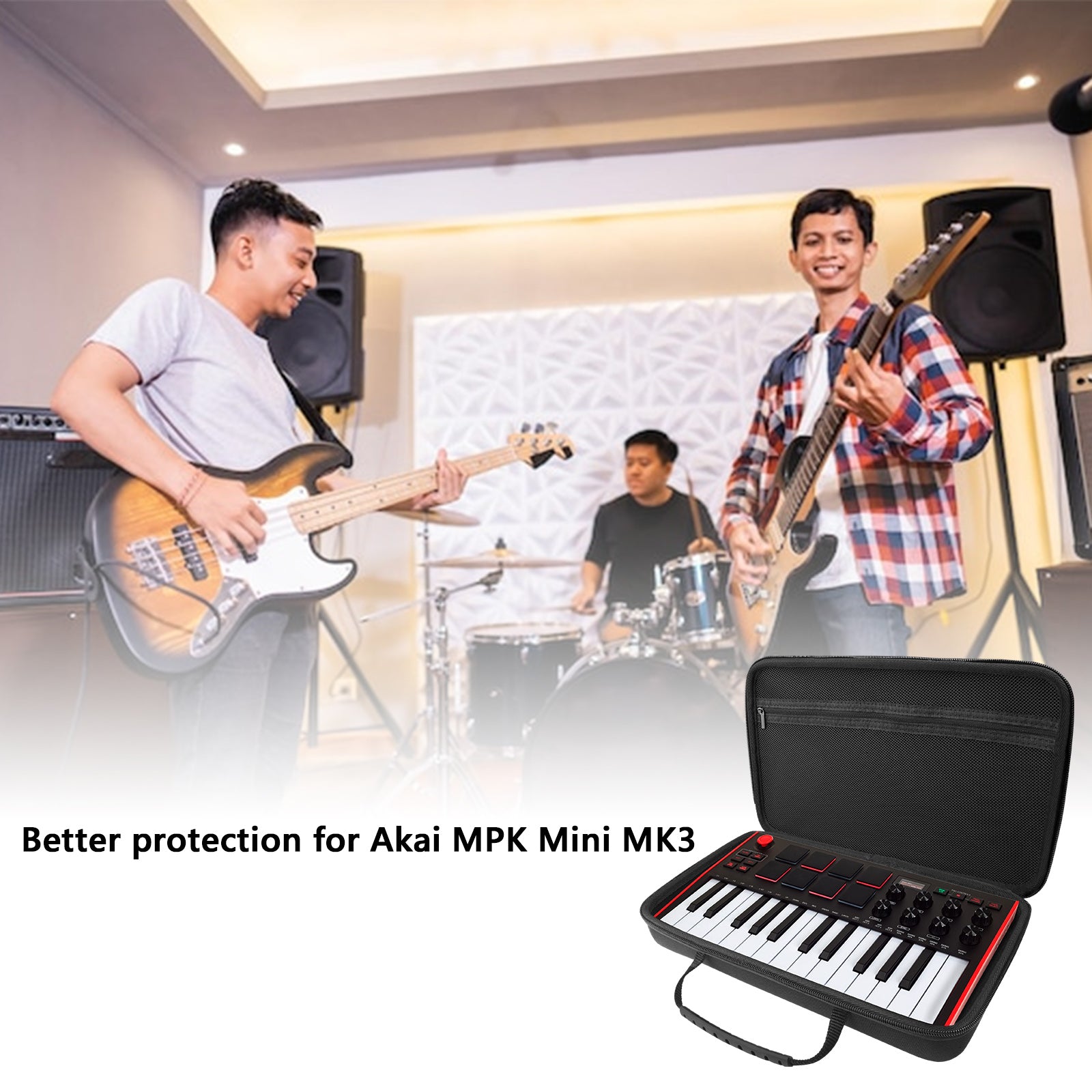 Musiin Premium Velvet Hardshell Case Compatible with LIVEN Texture,Evoke,XFM,Lofi-12, 8bit warps,AKAI Professional MPK Mini MK3,Hercules DJControl Mix Ultra,MIDI Controller Keyboard cover(Black)