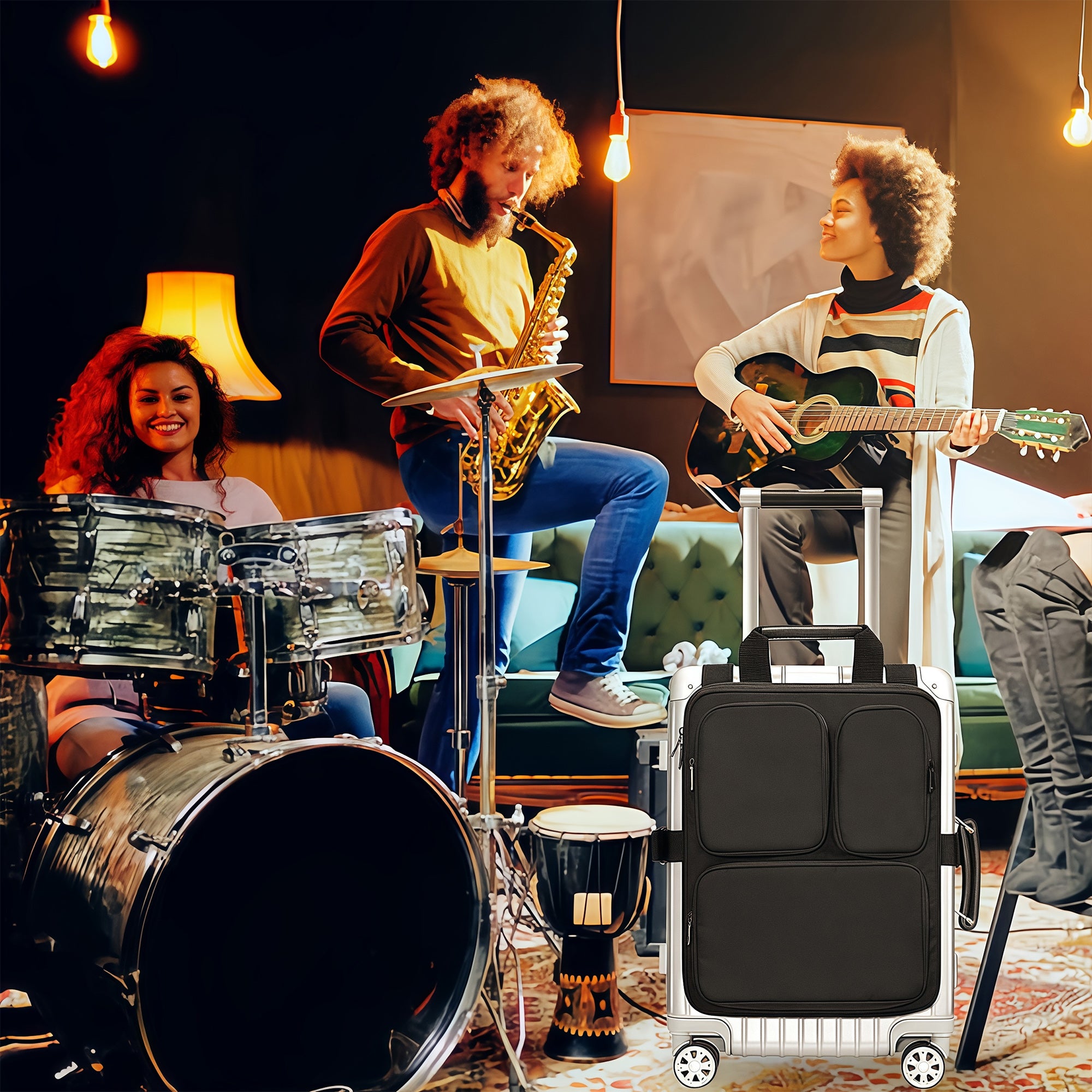 Musiin Travel Luggage Expansion Organizer for Musician - Holds sheet music, straps, capo, strings, cables, and instrument accessories bag