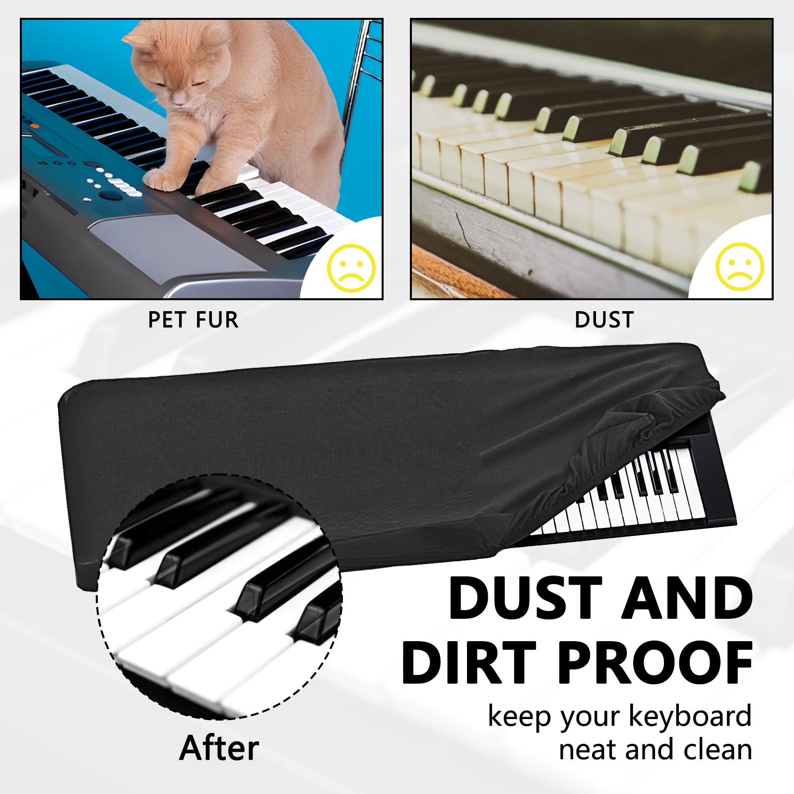 Musiin Ultimate Keyboard Dust Cover - Stretchable Chinlon, Water-Resistant, Dust & Pet scratch Protection, Compatible with Roland E-A7 E-09 BK-5,and BK-3 Nord Electro 6D 73