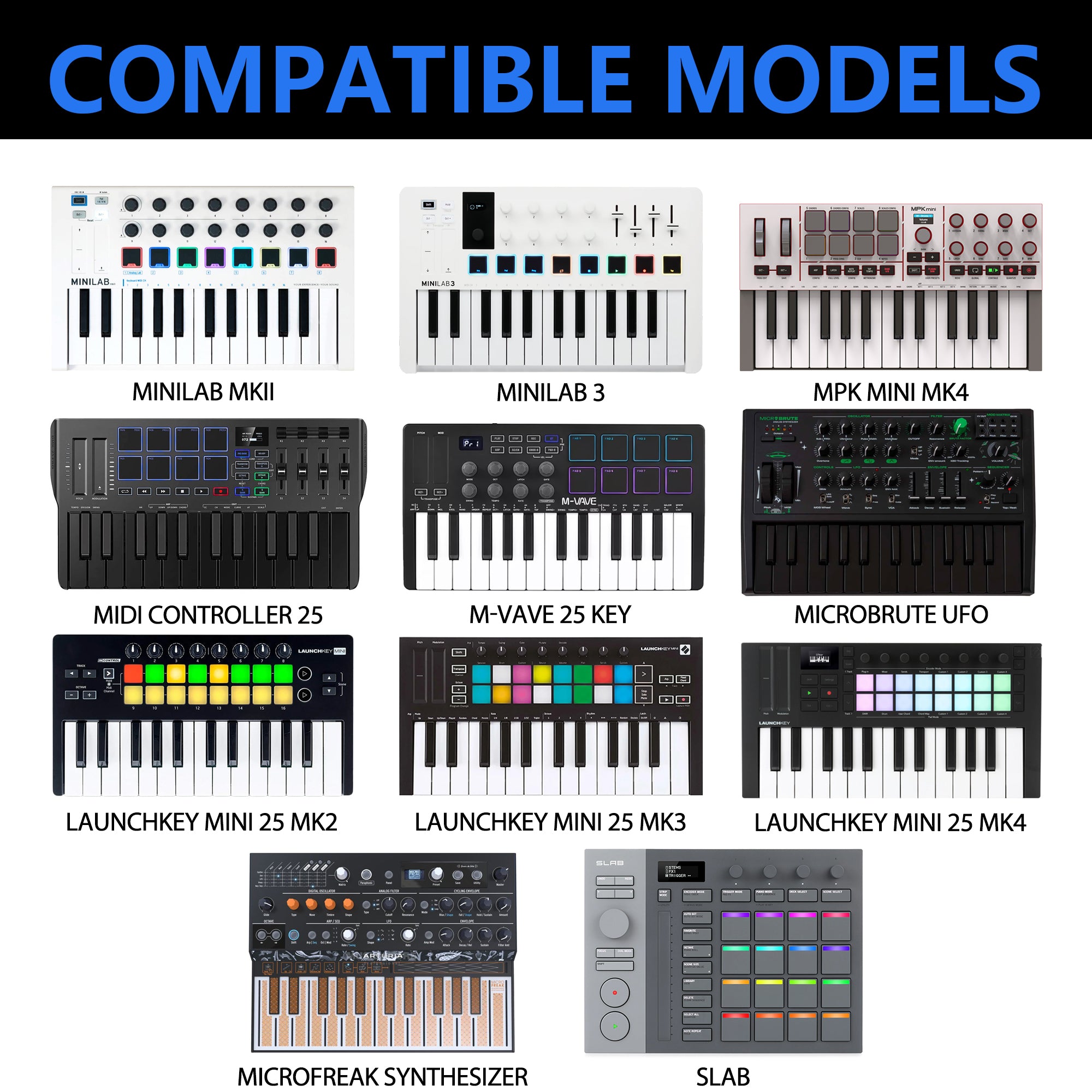 Musiin Premium Velvet Midi Keyboard Case Compatible with Arturia MiniLab 3