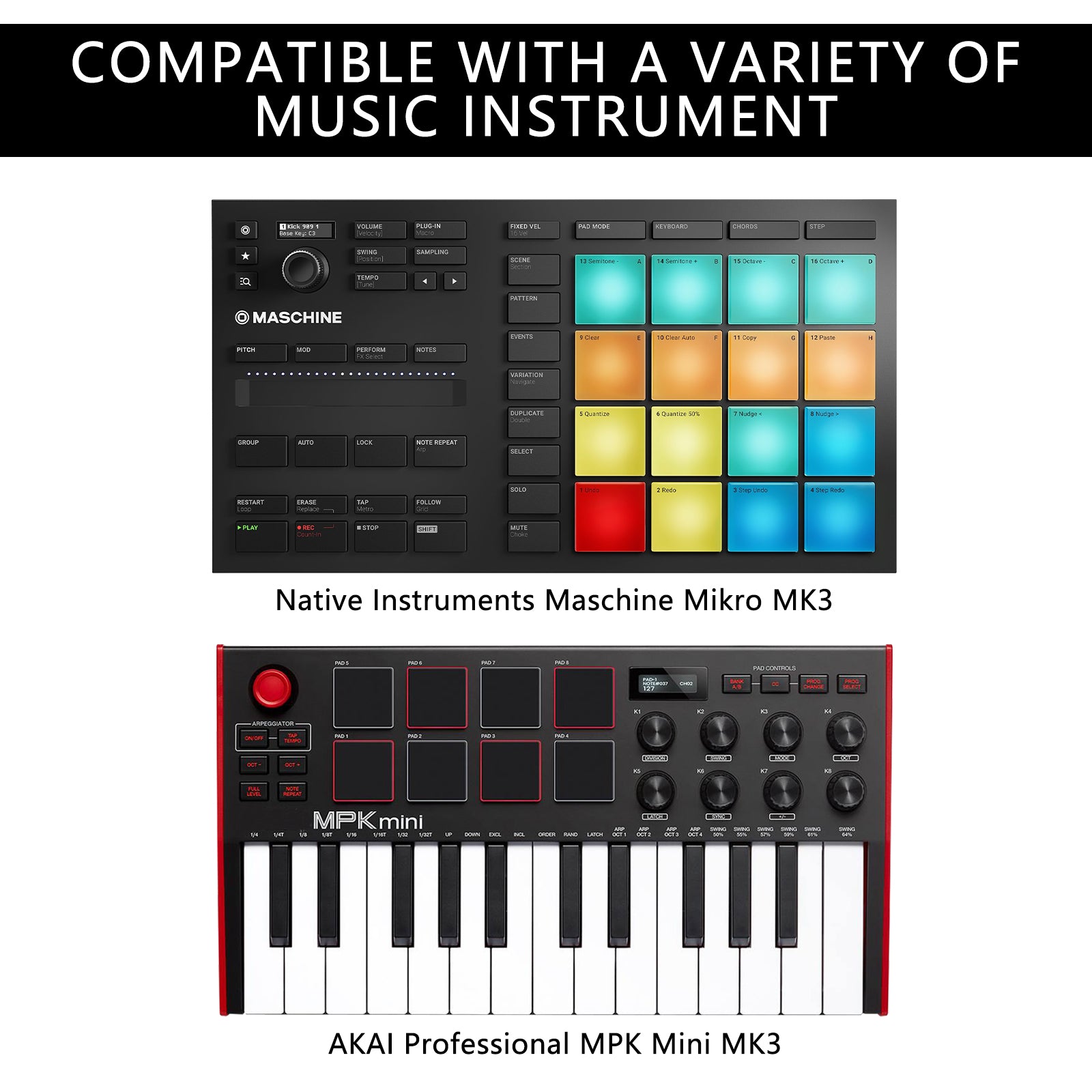 Musiin Premium Velvet Hardshell Travel Case Compatible with Native Instruments Maschine Mikro MK3 case Drum Controller Analog Device cover