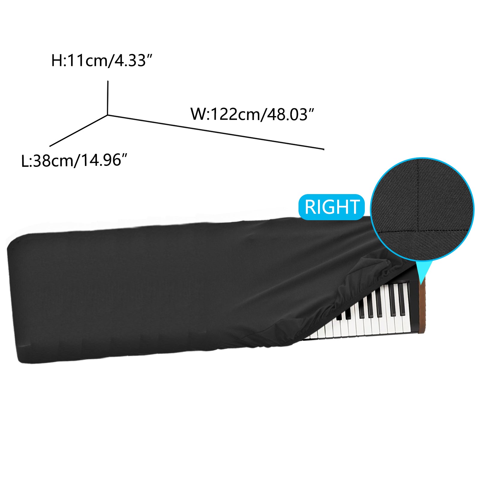 Musiin Premium Chinlon Keyboard Dust Cover - Compatible with KORG NAUTILUS 73 KRONOS73 keyboards,provides full-coverage protection, an essential accessory for your instrument