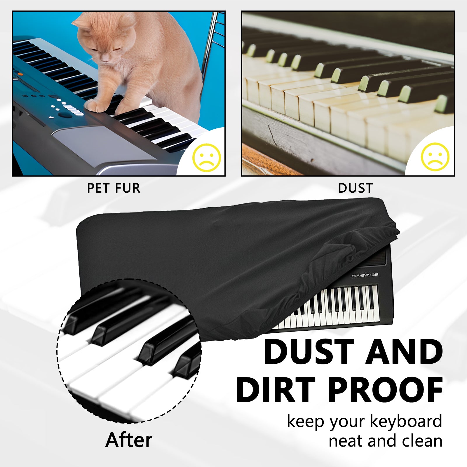 Musiin Premium Chinlon Keyboard Dust Cover - Compatible with Yamaha PSR-EW425,provides full-coverage protection, an essential accessory for your instrument