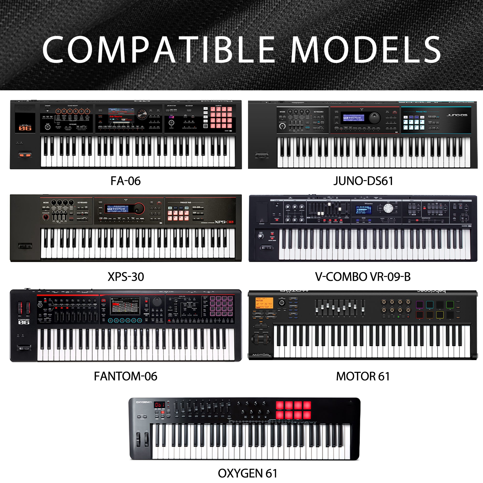 Musiin 61 Key Synthesizer Cover Compatible with Roland XPS-30,FANTOM-06