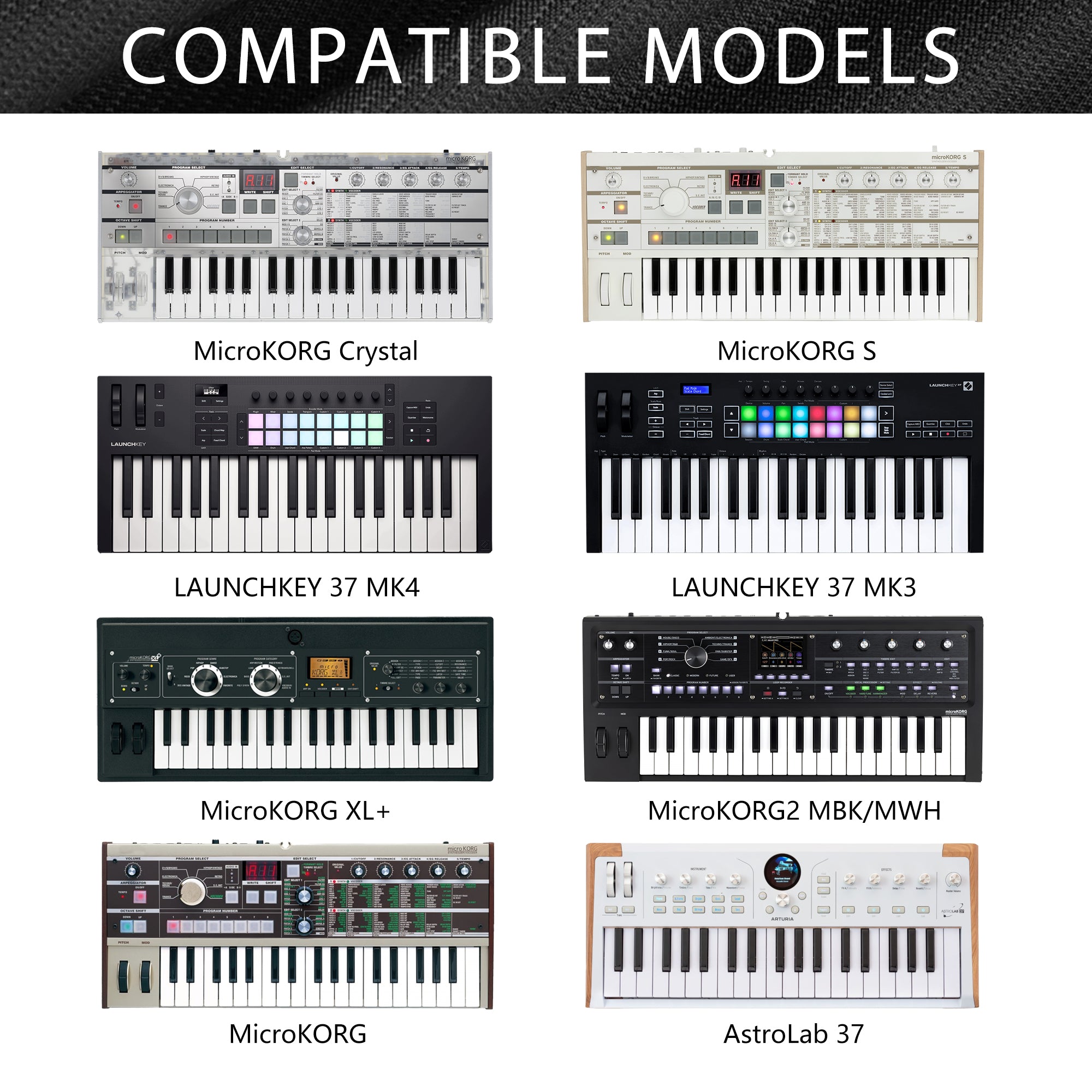 Musiin 37 keys piano keyboard dust cover, compatible with Novation LAUNCHKEY 37 MK3,LAUNCHKEY 37 MK4, MicroKORG S MBK/MWH Luxury Chinlon Anti-dust & Scratch-proof, Smooth Touch & Custom Fit