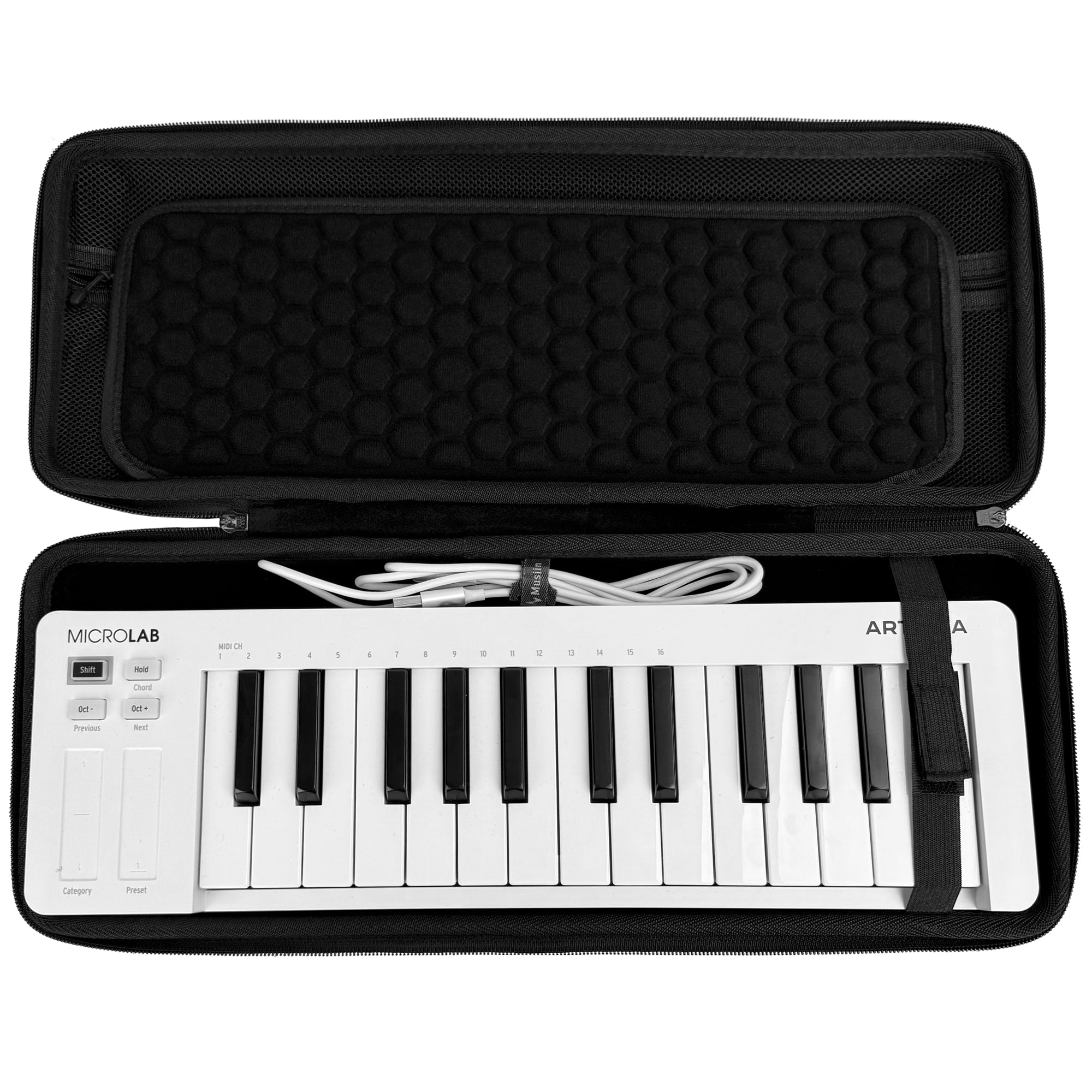 Musiin MIDI Controller Case, Compatible with Ableton Move and Arturia MicroLab MK3, Built-in Mesh Pocket and Cable Compartment, Fixed Design, Ideal for Travel and Live Performance