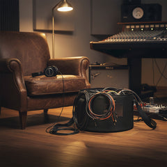 Musiin Accessories Bag for Guitar, Bass, Keyboard, Drums Cables & Adapters Multi-Function Round Storage, Internal Mesh Pocket for Connectors, Convenient and Stylish Music Gear Organizer.