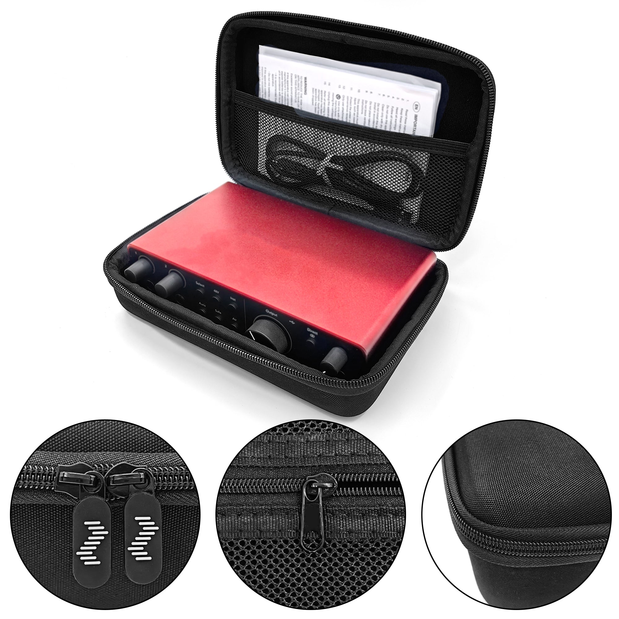 Musiin Audio Interface Case, Compatible with Focusrite Scarlett 2i2 4th Gen, Roland AIRA Compact P-6, Fourth Generation Audio Interface Cover, Velvet Interior