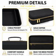 Musiin Custom Acoustic Synthesizer Case Compatible with KORG Phase 8, with Mesh Pocket, Cable Compartment, Gold Zipper and Handle for Studio, Daily Storage and Stage Carrying (Gold Tone Edition)
