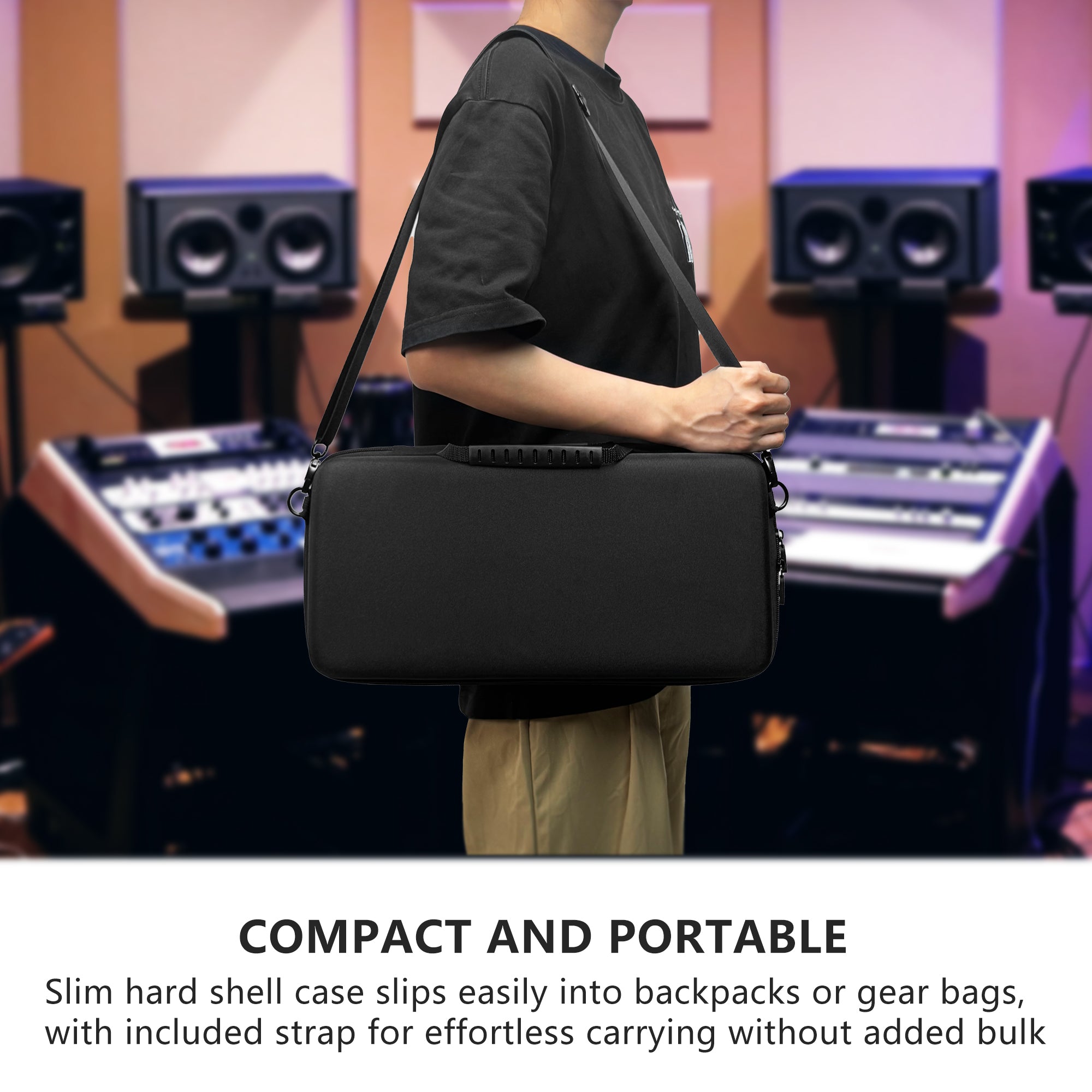 Musiin Premium DJ Controller Case Compatible with NI TRAKTOR Z1 MK3,F1,X1 Smooth Double Zippers, Soft Mesh Pocket, Hard Shell Carrying Case with Strap Ideal for Studio Storage and Outdoor Performance