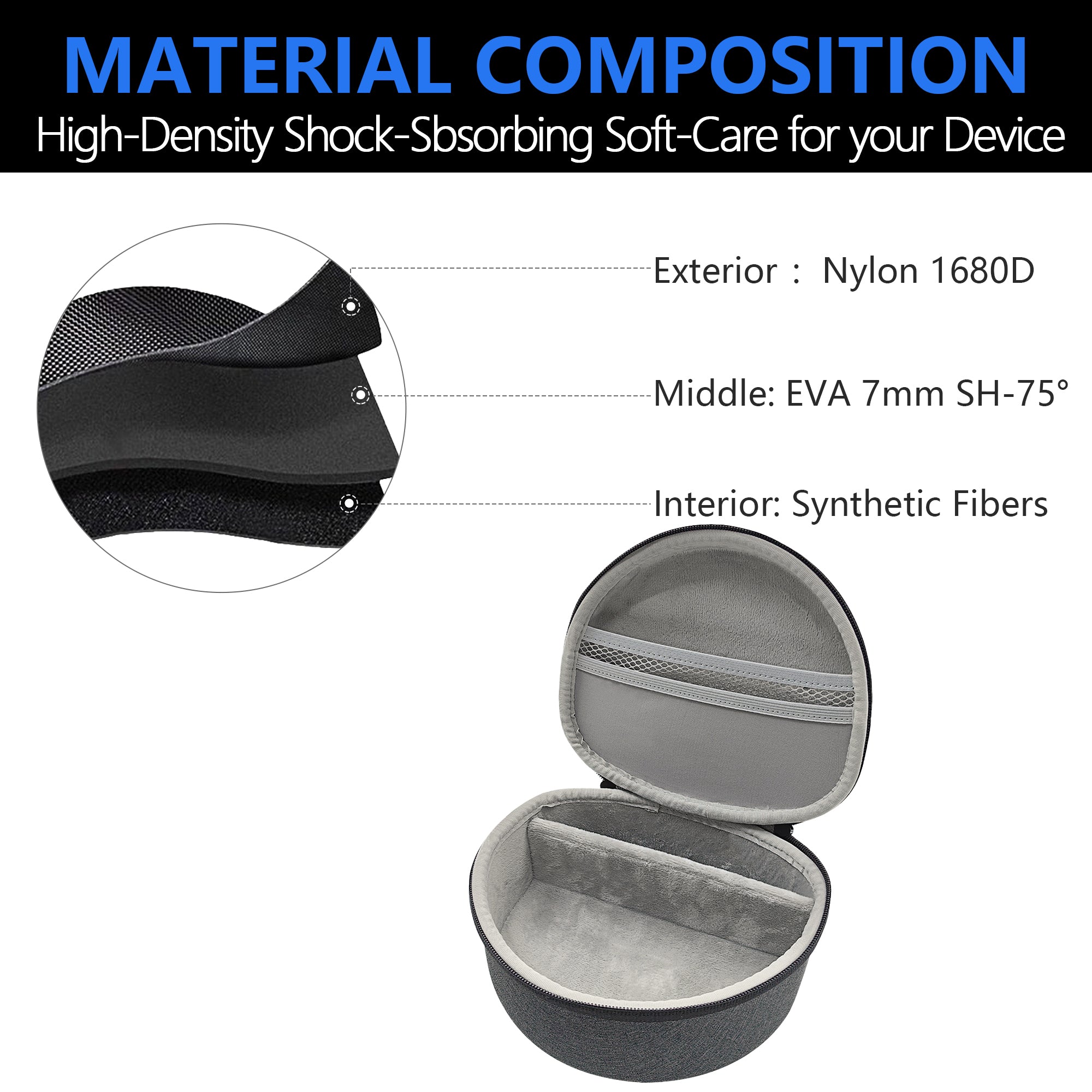Musiin Professional Over-Ear Monitor Headphone Hard Case - Compatible with Sony MDR7506,WH-1000XM4 Marshall Mid ANC and More - Dark Grey Ant Pattern Shell with Light Grey Velvet Interior