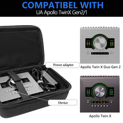 Musiin Audio Interface Carrying Case Compatible with Apollo Twin X DUO Gen 2/QUAD Gen 2, Equipped with Comfort Handle and Adjustable Shoulder Strap, Suitable for Traveling(Black)