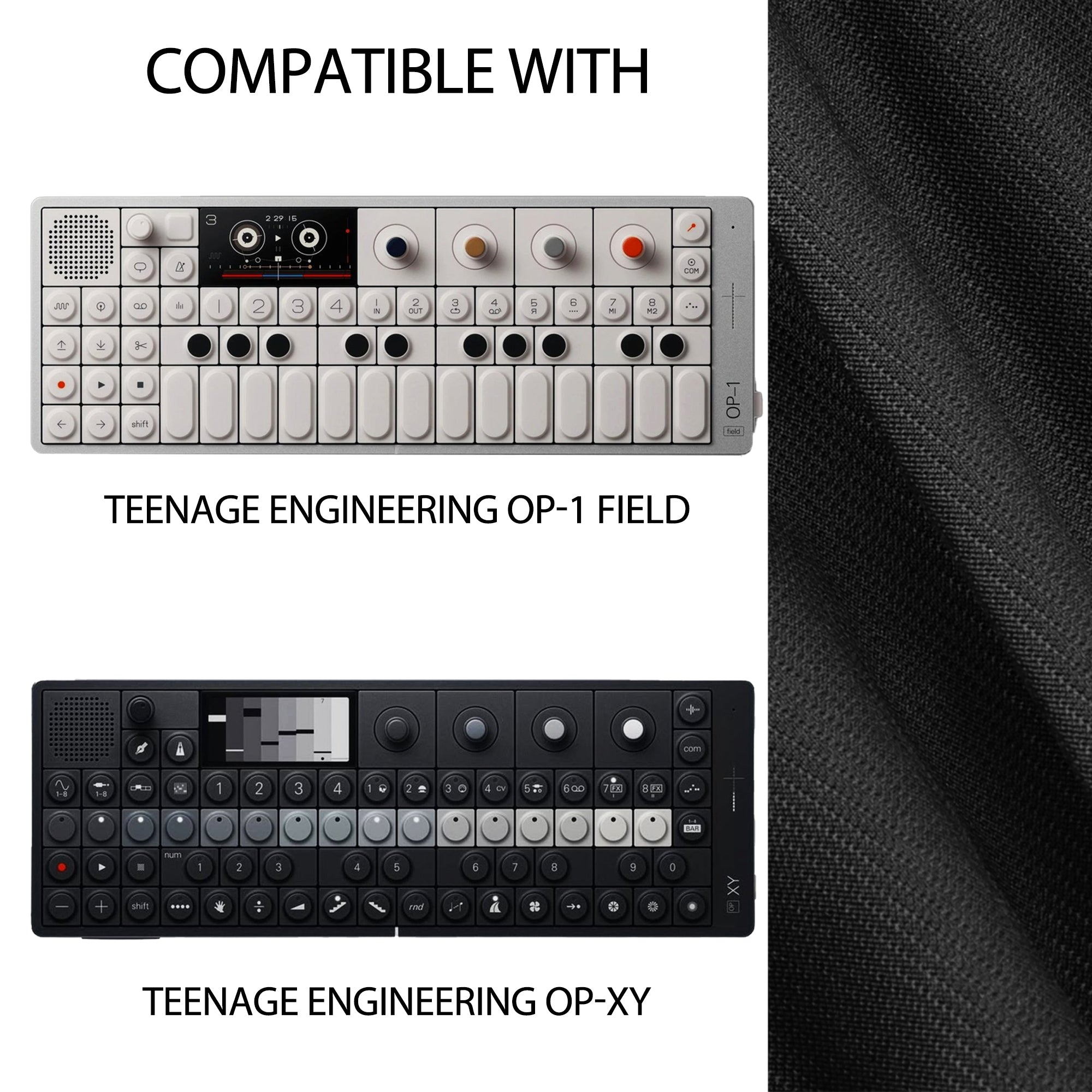 Musiin Audio Sampler Synthesizer Case Compatible with Teenage Engineering OP-1 Field/OP-XY, Portable Music Gear Storage Bag with Top Mesh Pocket and Groove Structure for Easy Access