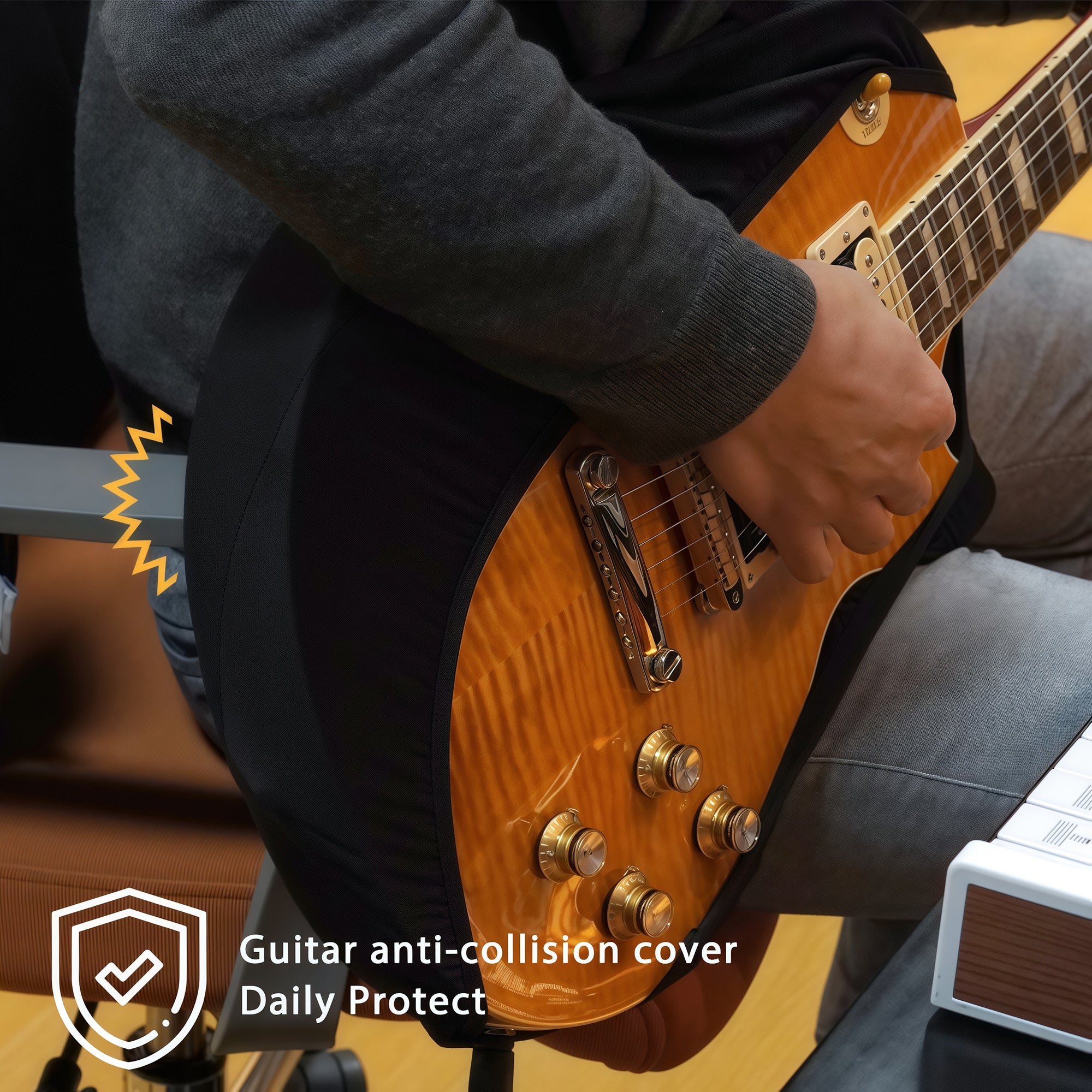 Musiin Premium Guitar Dust Cover Compatible with Gibson Fender Donner Electric Guitar, Luxury Chinlon Anti-dust & Scratch-proof, Smooth Touch & Custom Fit(GG-M)