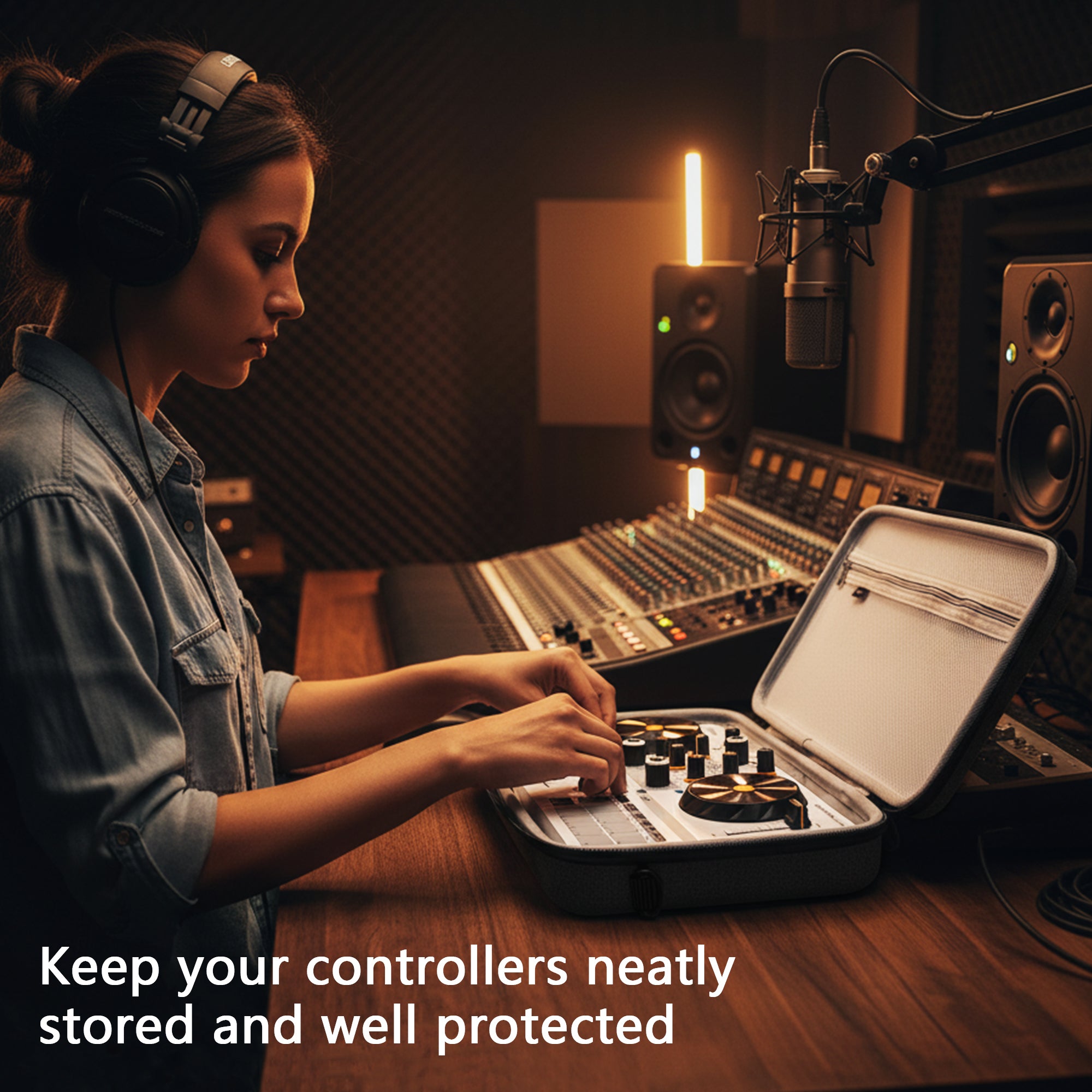 Musiin DJ Controller Case Compatible with Hercules DJControl Mix Ultra, Hard Shell Protection with Dual Zippers, Mesh Pocket & Comfortable Handle for DJ Live Show & Travel (Gray)