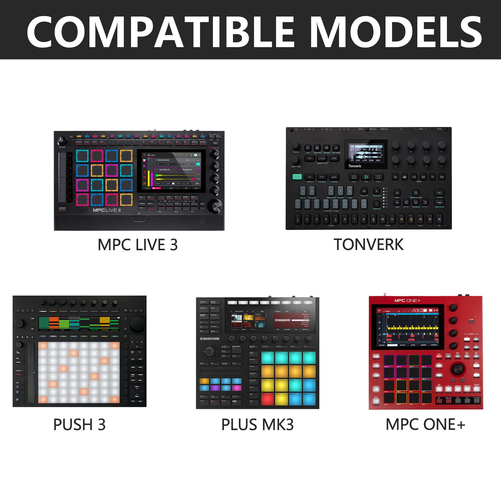 Musiin Aluminum Drum Controller Stand Portable Cooling Stand Compatible with NI Maschine Plus MK3/Ableton Push 3 (Black)