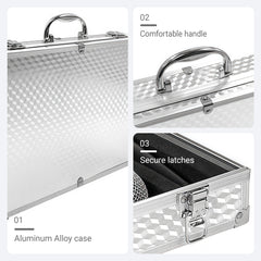 Musiin Audio Equipment Microphone Portable Case,Compatible with SM58,57,MV88,BETA58A,PGA58,Aluminum Alloy Design for Storing and Carrying Audio Gear,Wireless Mic Systems,and Camera Equipment (Silver)