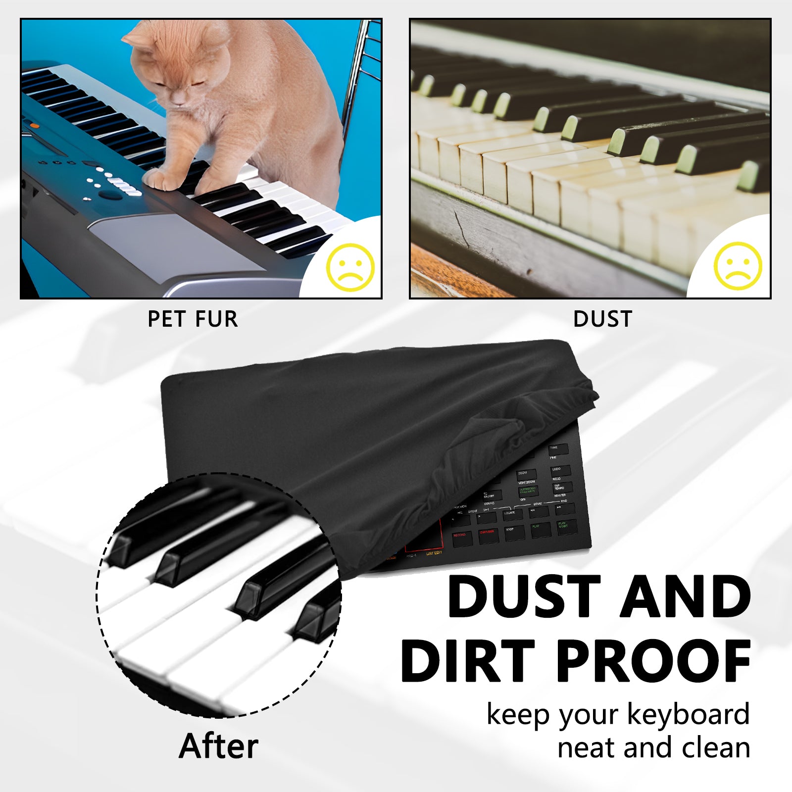 Musiin brings you the dedicated black dust cover Compatible with AKAI Keyboard MPC Studio. Crafted from high-quality four-way stretch Chinlon elastic material, an essential accessory for protecting