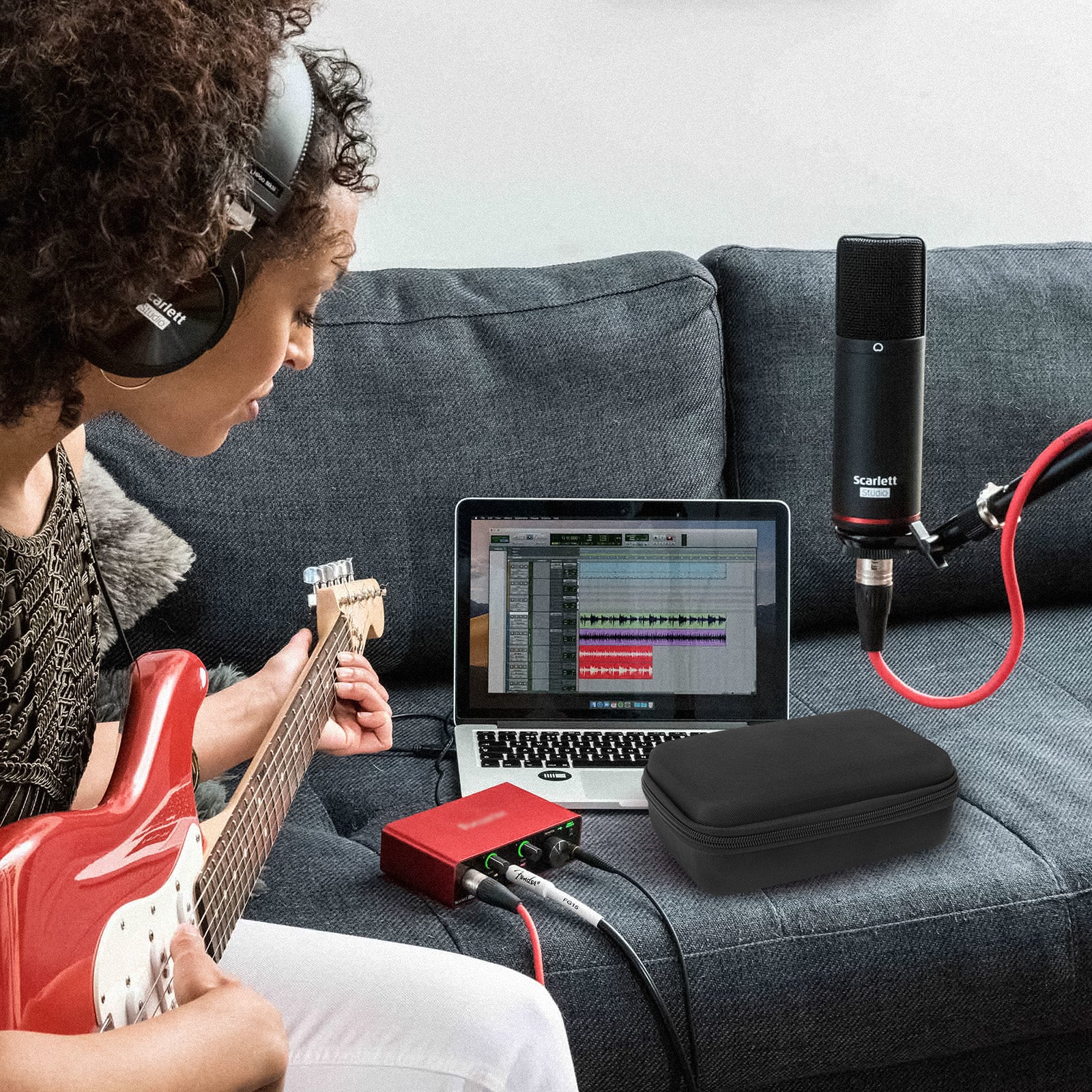 Musiin Audio Interface Case, Compatible with Focusrite Scarlett 2i2 3rd Gen Third Generation Audio Interface Cover, Velvet Interior