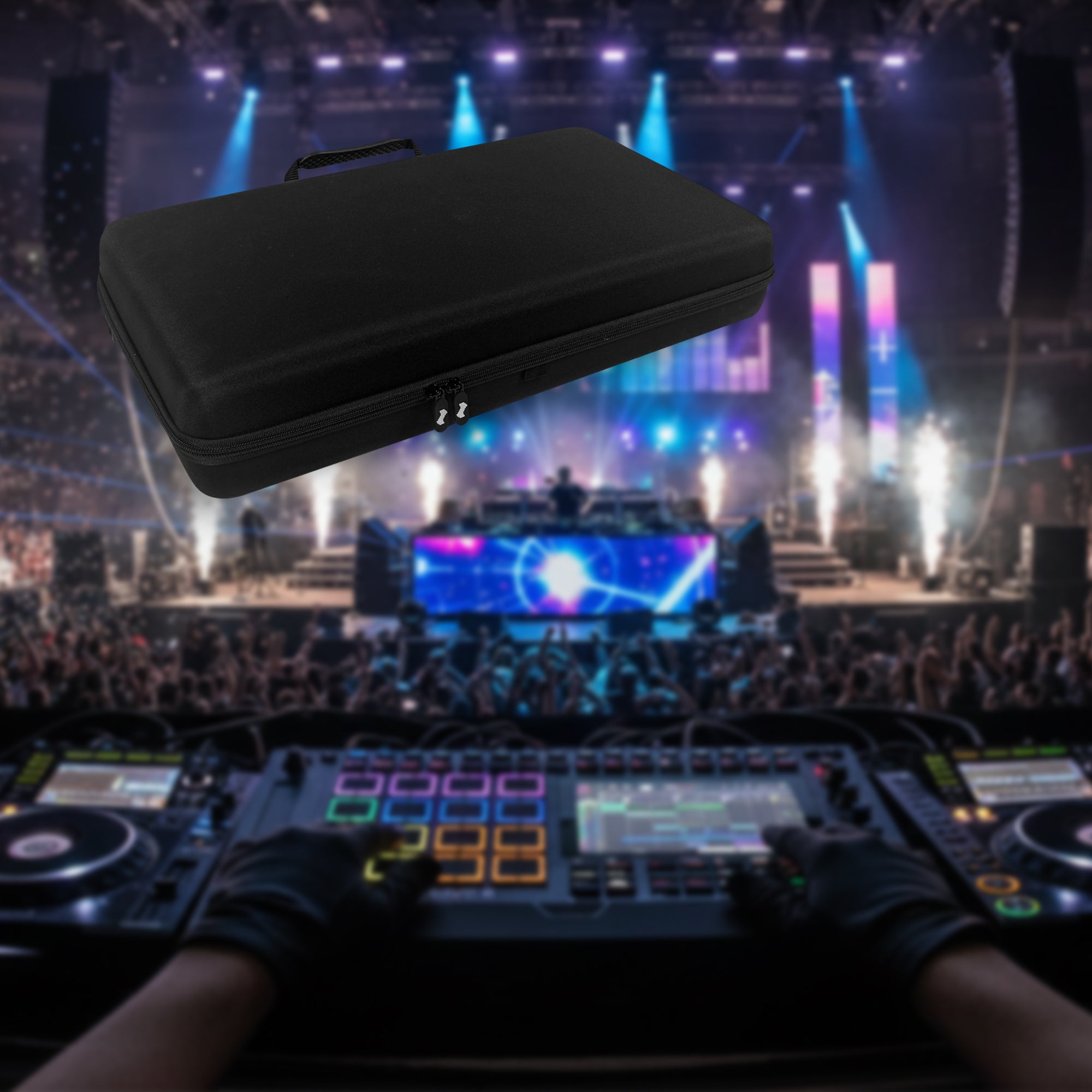 Musiin Custom Workstation Hard Case Compatible with MPC Live 3, Solid and Compact with Shoulder Strap and Sturdy Handle, High Adhesion Divider for Power, and Extra Storage for Cables Accessories