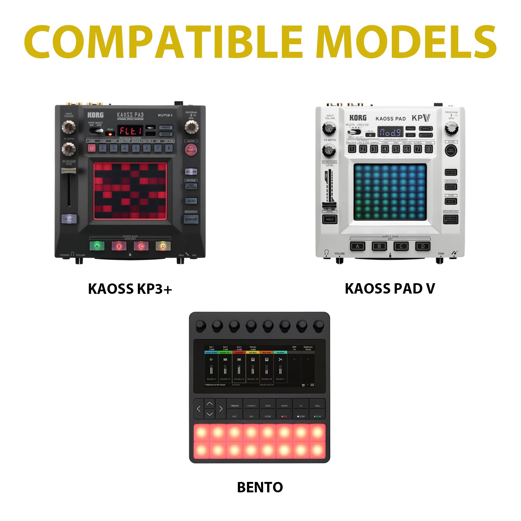 Musiin DJ Production Case Compatible with KORG KAOSS PAD V,KAOSS KP3+,1010music Bento Storage,Mesh Pocket,Gold Zipper and Comfortable Handle for Live Stage and Daily Protection(Gold Tone Edition)