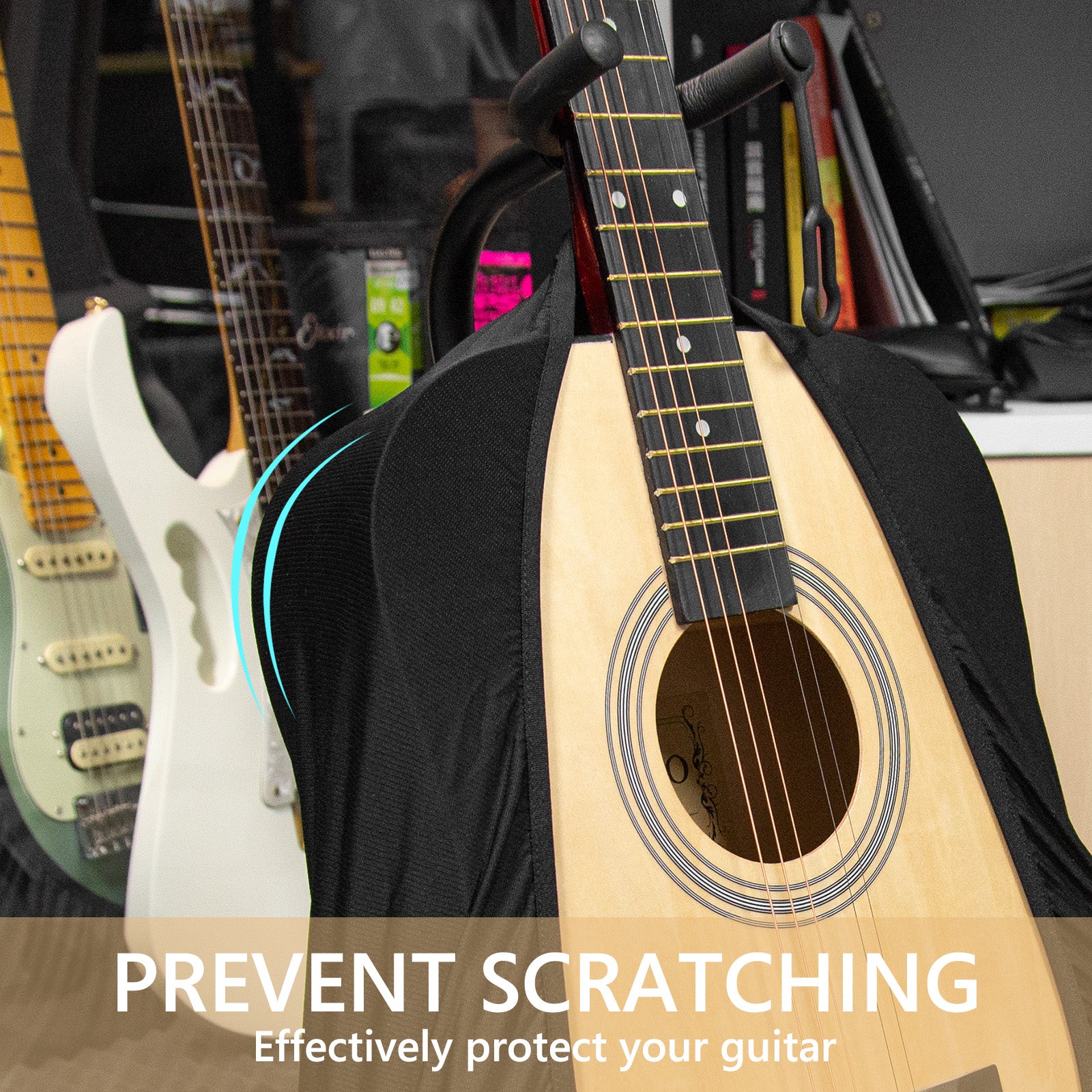 Musiin Premium Guitar Cover for Acoustic and Bass Guitars- Tailored Protection compatible with Fender Gibson Martin Taylor Donner Acoustic Bass Guitars(AG-L)