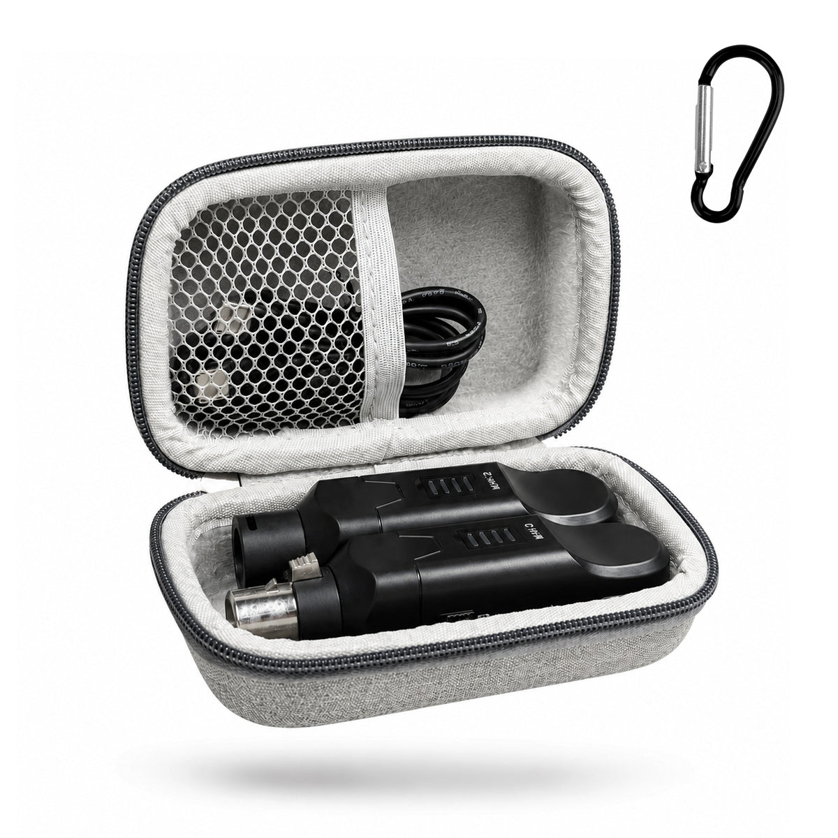 Musiin Wireless Transmitter System Case Compatible with JOYO MW-2,NUX B-3 Plus Microphone Receiver, and KLIQ Clip-On, Snark SN1X /SN5X, FenderFCT-2 Guitar Tuners storage,with Mesh Pocket Carabiner