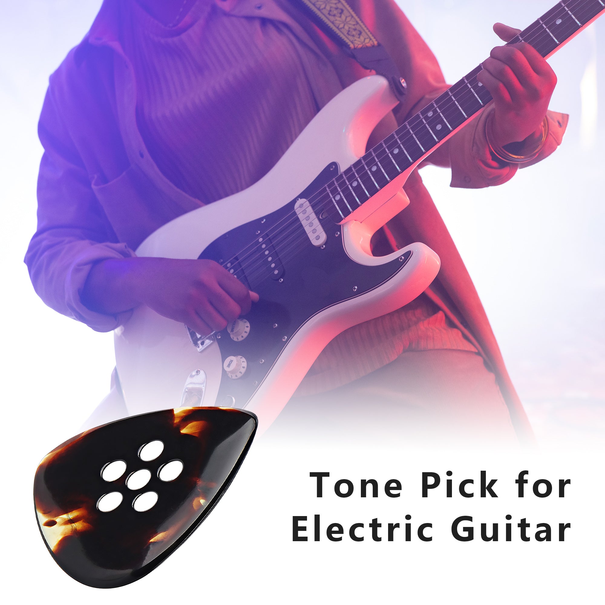 Musiin Hand-Made 3in1 Multi Flat clear Tone Premium thick Pick for Electric Guitar Bass Jazz Blues Guitar (Tortie)