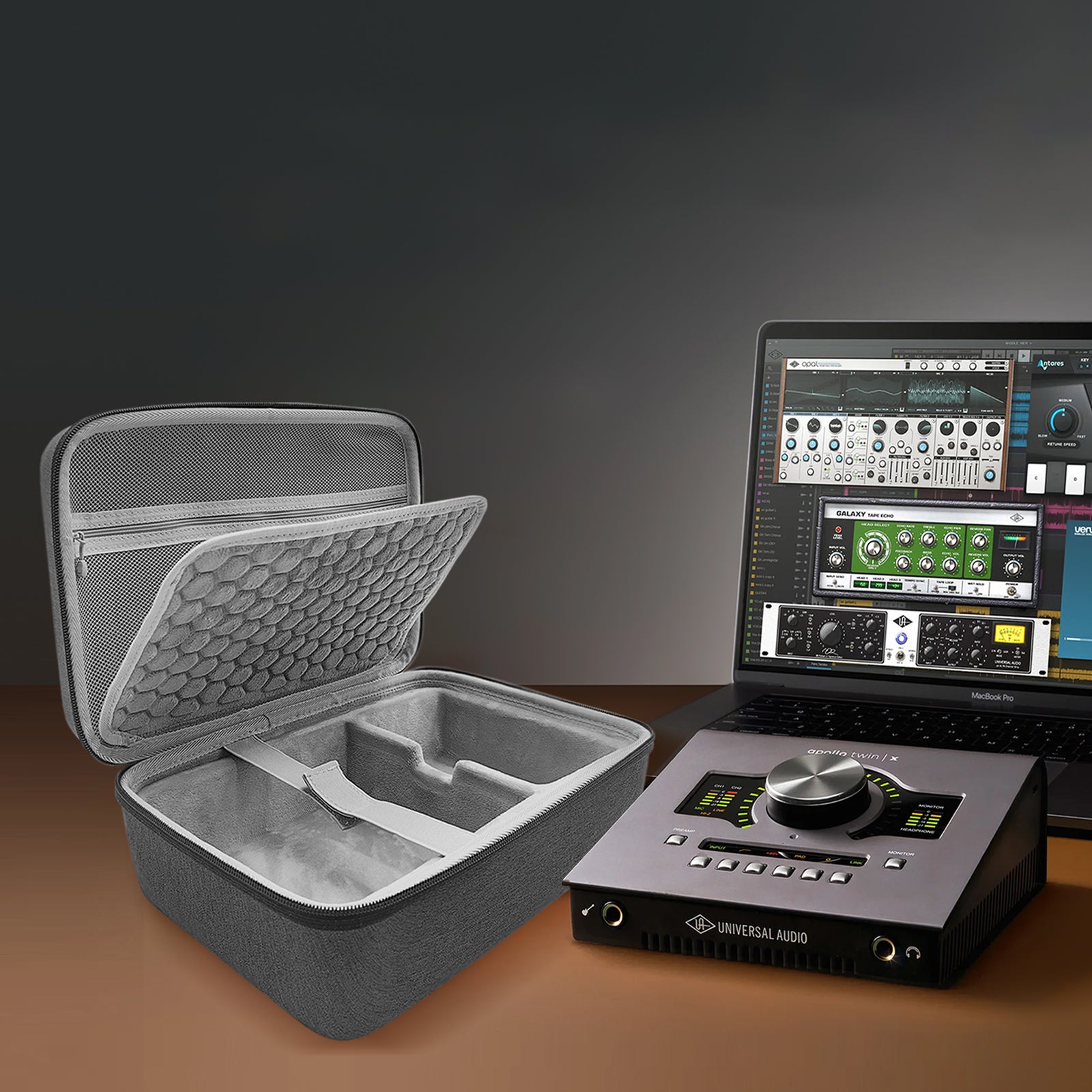 Musiin Audio Interface Carrying Case, Hard Shell Travel Bag Audio Compatible Twin X DUO/Apollo Twin X QUAD/Apollo Twin X DUO Gen 2/Apollo Twin X QUAD Gen 2/Apollo Twin X Gen 2 (dark gray)