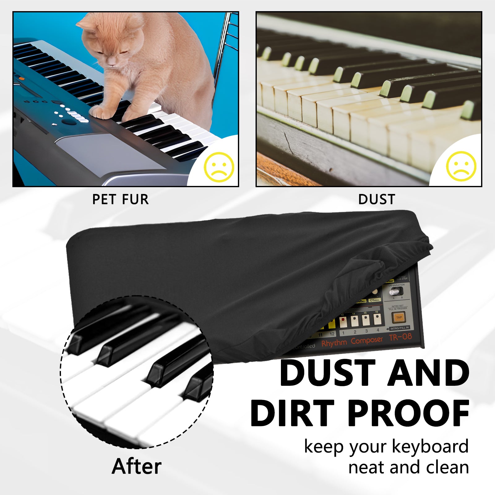 Musiin Ultimate Stretch Polyamide Drumatix Cover - Waterproof and Dustproof, Compatible with Roland Drumatix TR-08, TR-09 (Black)