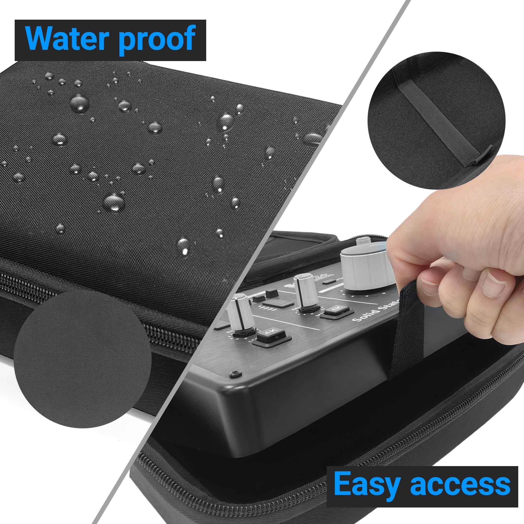 Musiin Audio Interface Storage Case, Compatible with SSL2 MKII and SSL2+ MKII Audio Interfaces, Top Cover Zipper Mesh Pocket Design and Handle Strap, Portable Travel Storage Case (Black)