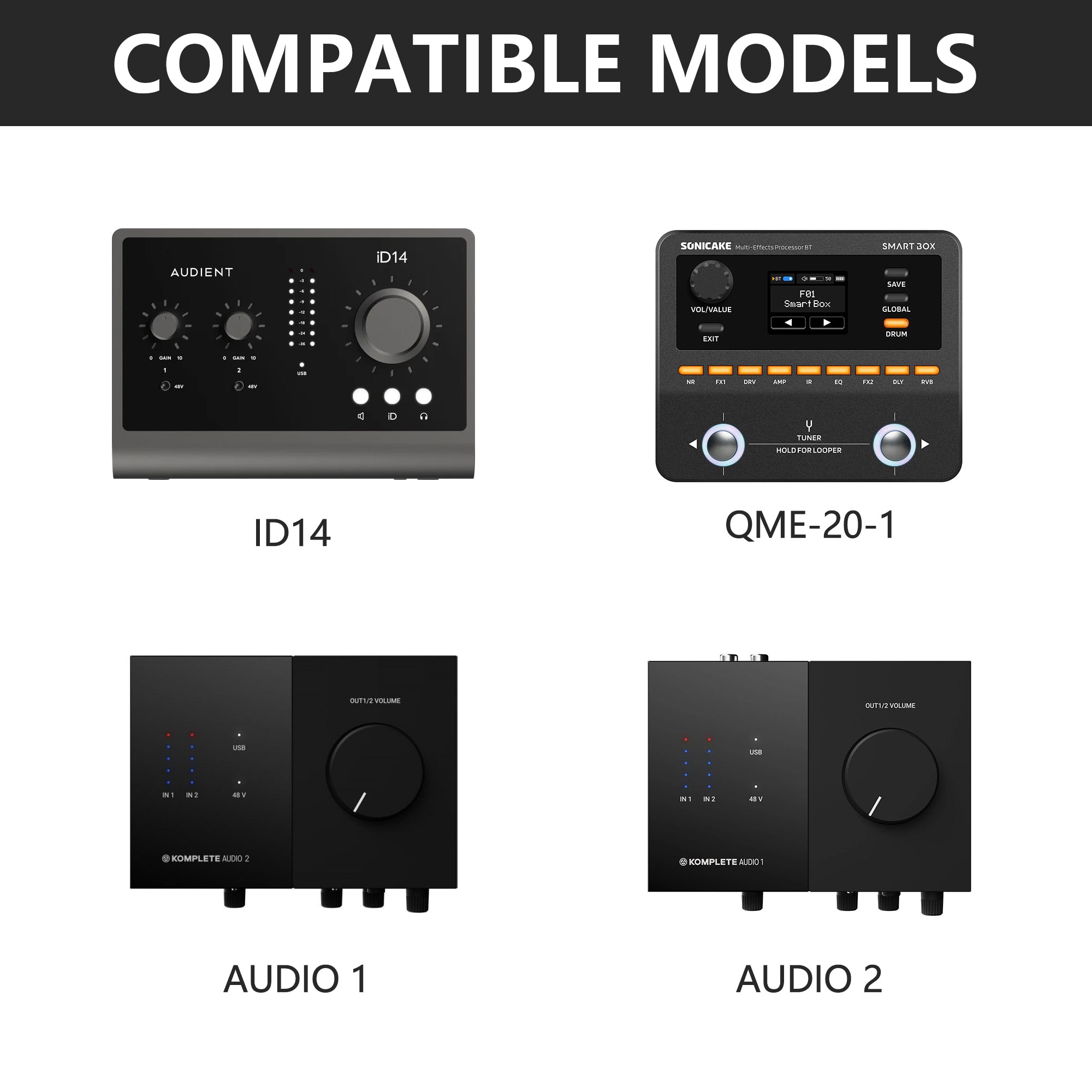 Musiin Audio Interface Case Compatible with sonicake smart box/Audient iD4,NI komplete Audio1/2,features soft lining, mesh pocket for cables, and comfy handle—ideal for studio, rehearsal, and travel.