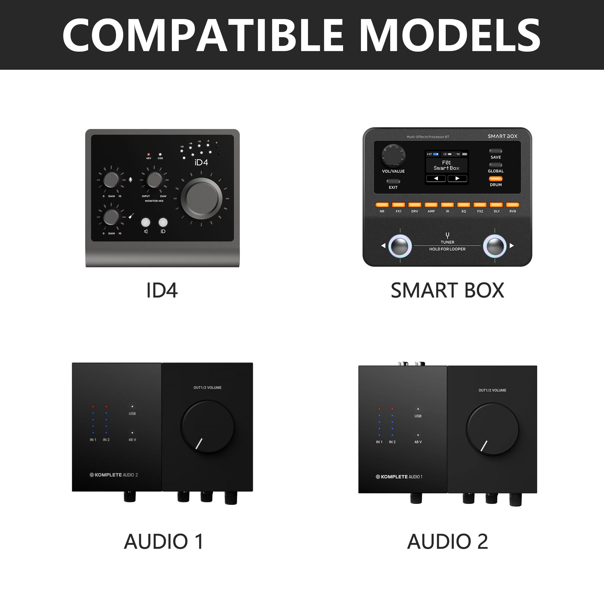 Musiin Audio Interface Case Compatible with Sonicake QME-20/Audient iD4 MK2,NI komplete Audio1/2,features soft lining, mesh pocket for cables, and comfy handle—ideal for studio, rehearsal, and travel.