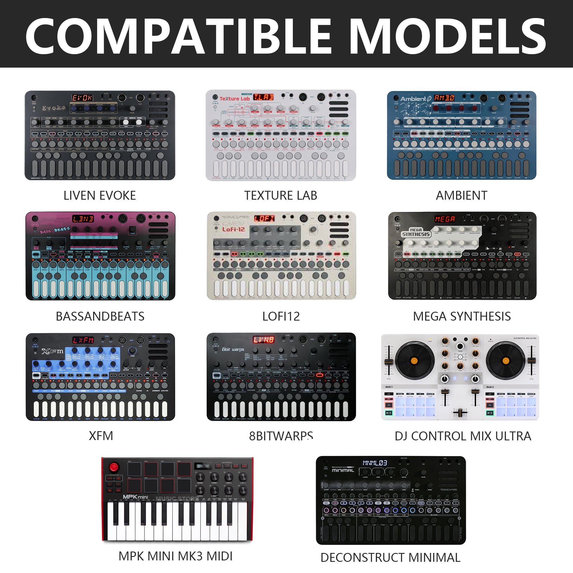 Musiin Premium Velvet MIDI Keyboard Controller Case Compatible with AKAI MPK Mini MK3,SONICWARE Deconstruct Minimal,LIVEN Texture,Evoke,Hercules DJControl Mix Ultra(Black)
