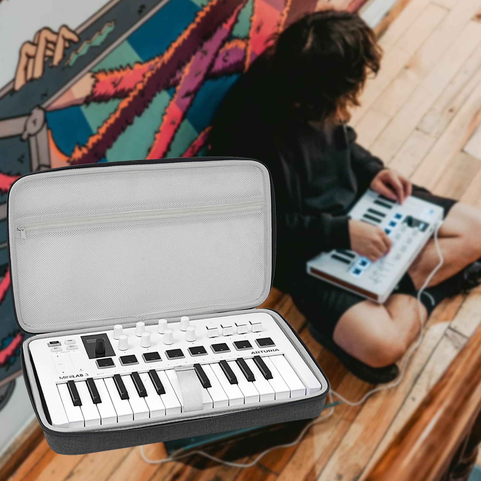 Musiin Premium Velvet Midi Keyboard Case Compatible with Arturia MiniLab 3