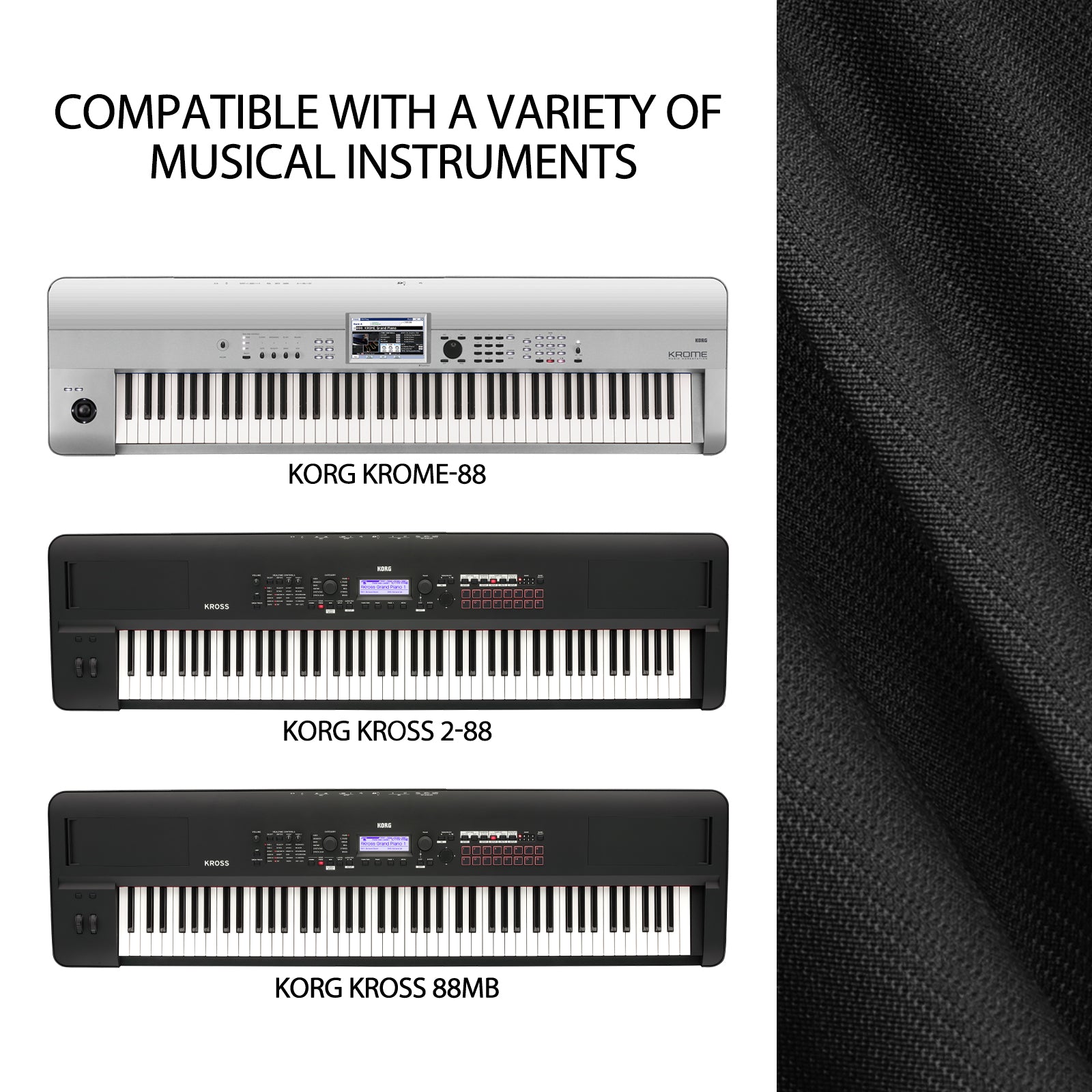 Musiin Premium Piano Keyboard Dust Cover - compatible with KORG KROME-88, KROSS 2-88, KROSS 88MB, KROME EX88 and Other 88-Key, providing comprehensive protection for your keyboard Synthesizers
