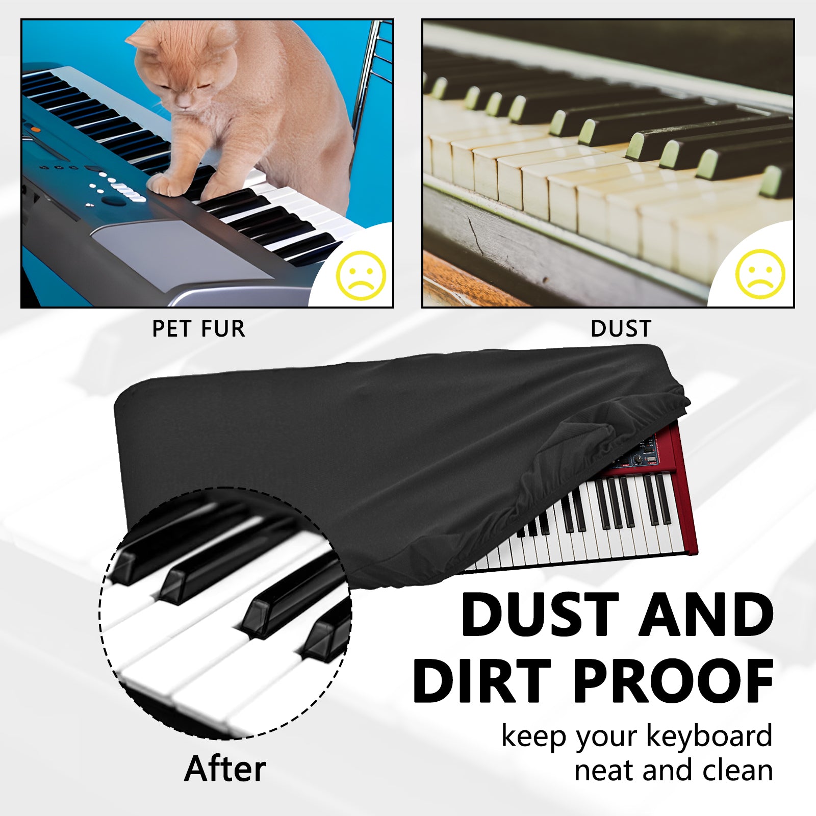 Musiin Pro Shield: Ultimate Stretch-fit Chinlon Keyboard Cover - Water & Dust Resistant, Compatible with Yamaha PSR-E373 EZ-300 YPT-370 KB-208 KB-209 KB-308 KB-309 KB-90 Keyboard