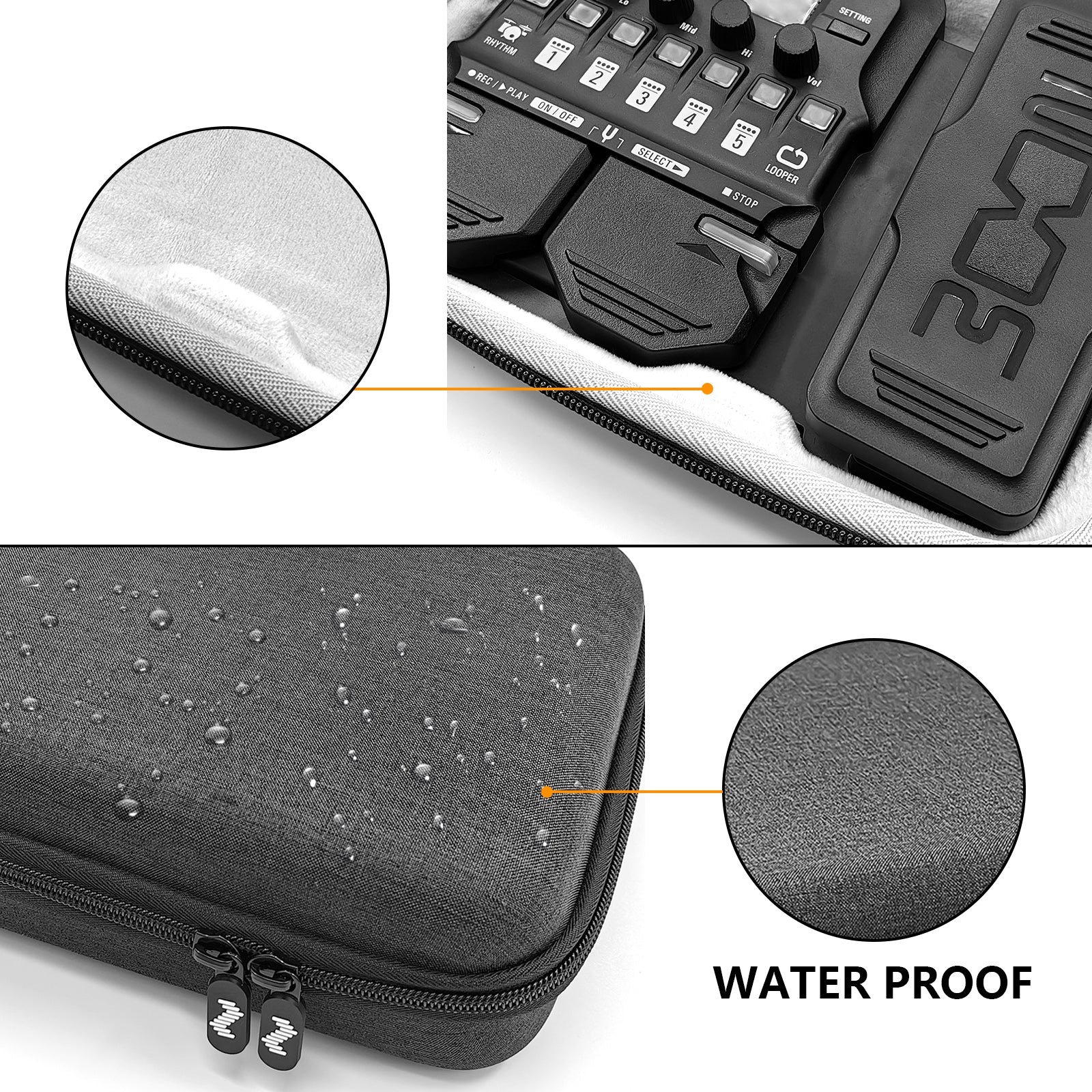 Musiin Premium Velvet Interior HardCase Compatible with Zoom G1X Four(Grey)