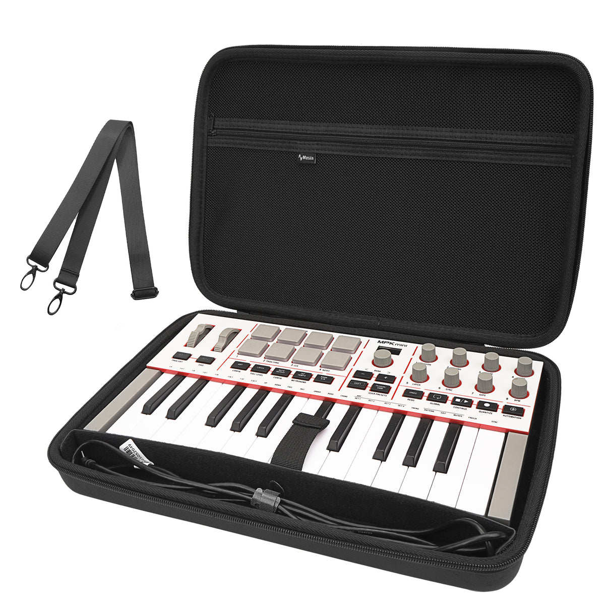 Musiin Premium Velvet MIDI Keyboard Controller Case Compatible with Arturia MiniLab 3, MiniLab MkII, MPK Mini MK4, 25-Key Synthesizer, Portable Protective Cover Bag with Shoulder Strap